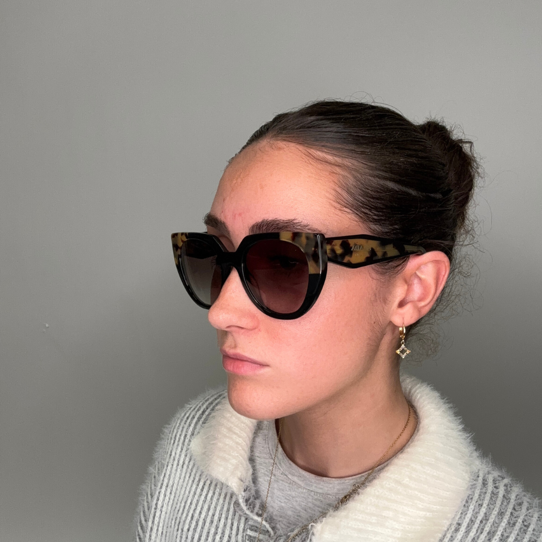 Prada SPR14W Round Lens Tortoise Sunglasses