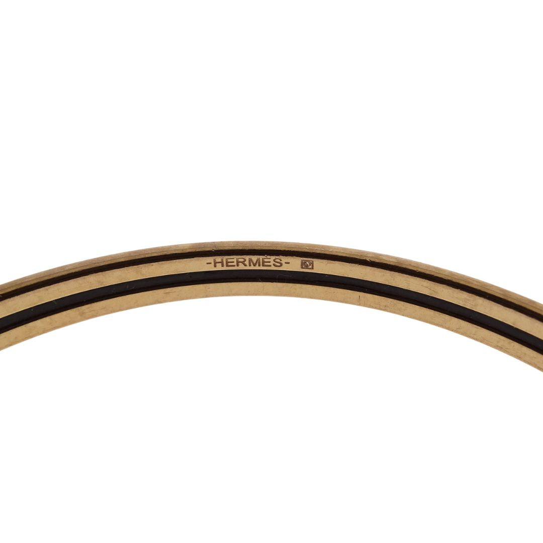 Hermes Uni Bangle In Gold And Classic Orange Extra Narrow