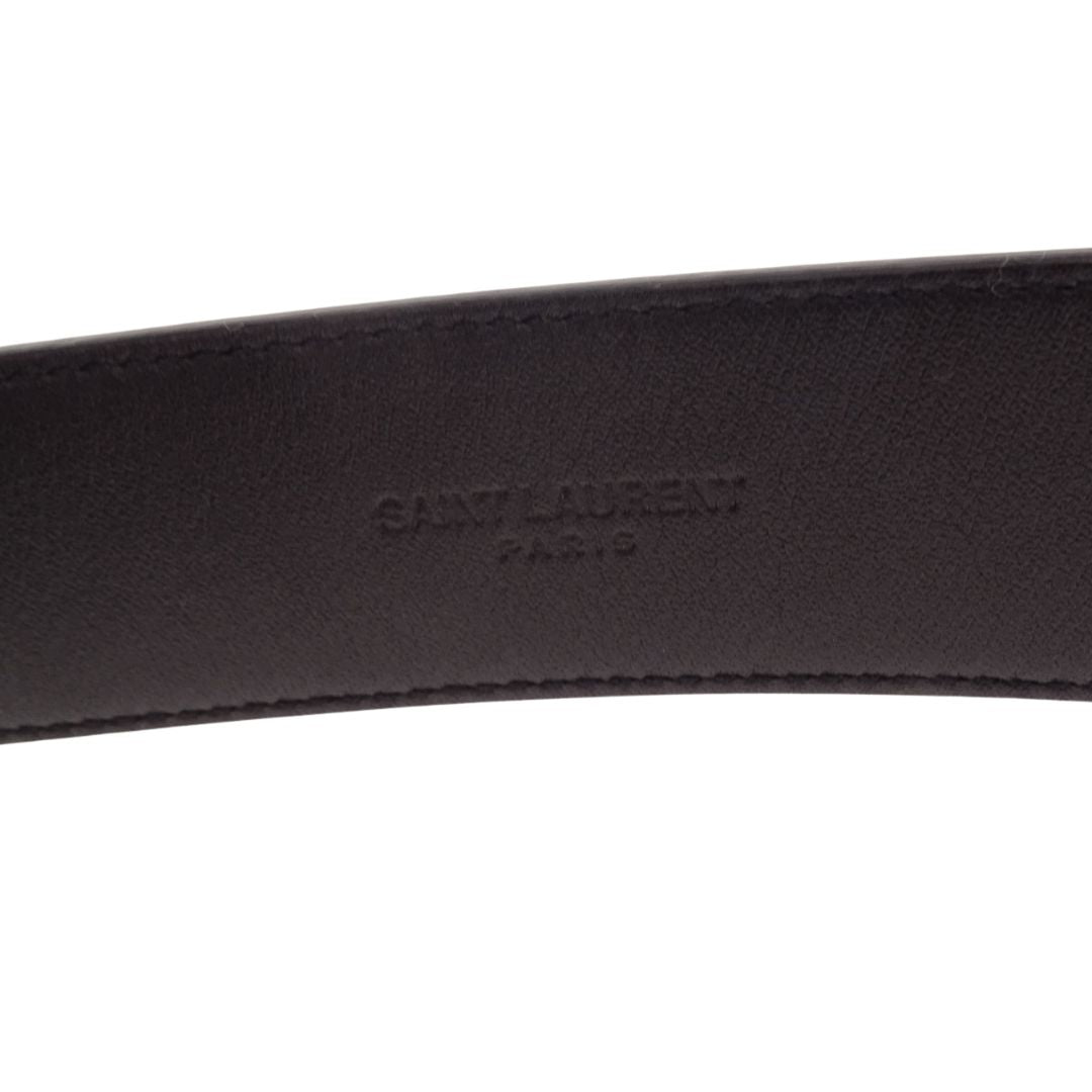 Saint Laurent Cassandre Buckle Belt In Black Smooth Leather 85cm