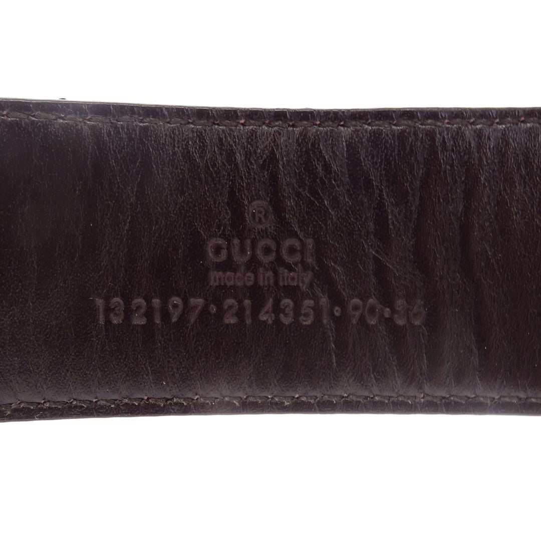 Gucci Belt GG Canvas and Brown Leather 90cm