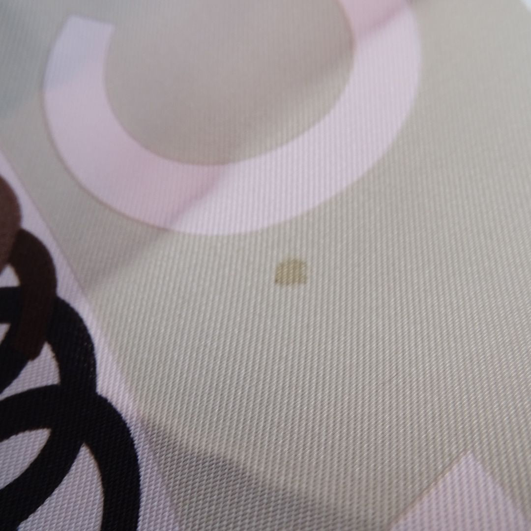 Chanel CC Chain Detail Silk Scarf With Pink Border 90cm