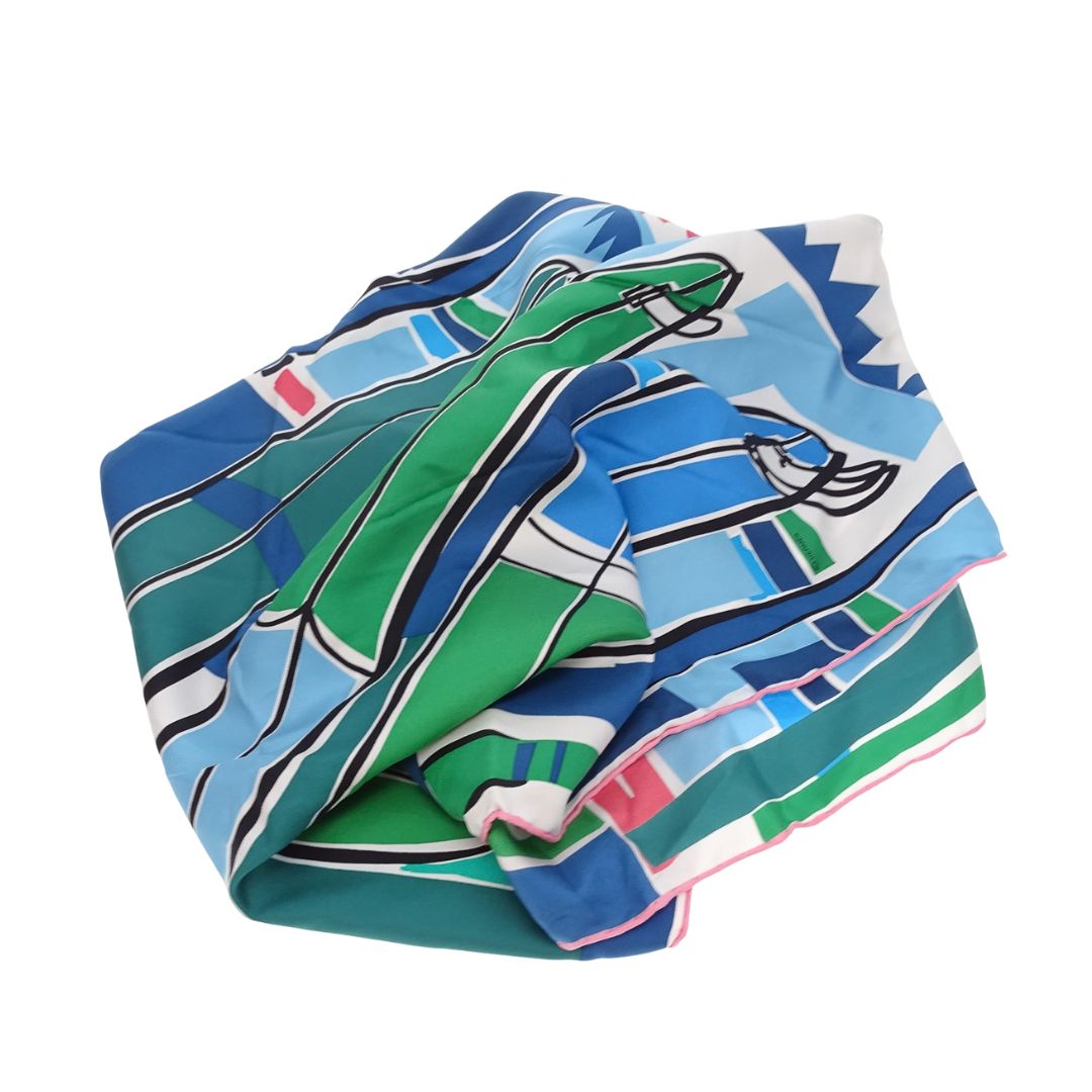 Hermes Scarf 90 Sea Surf & Fun 100% Silk