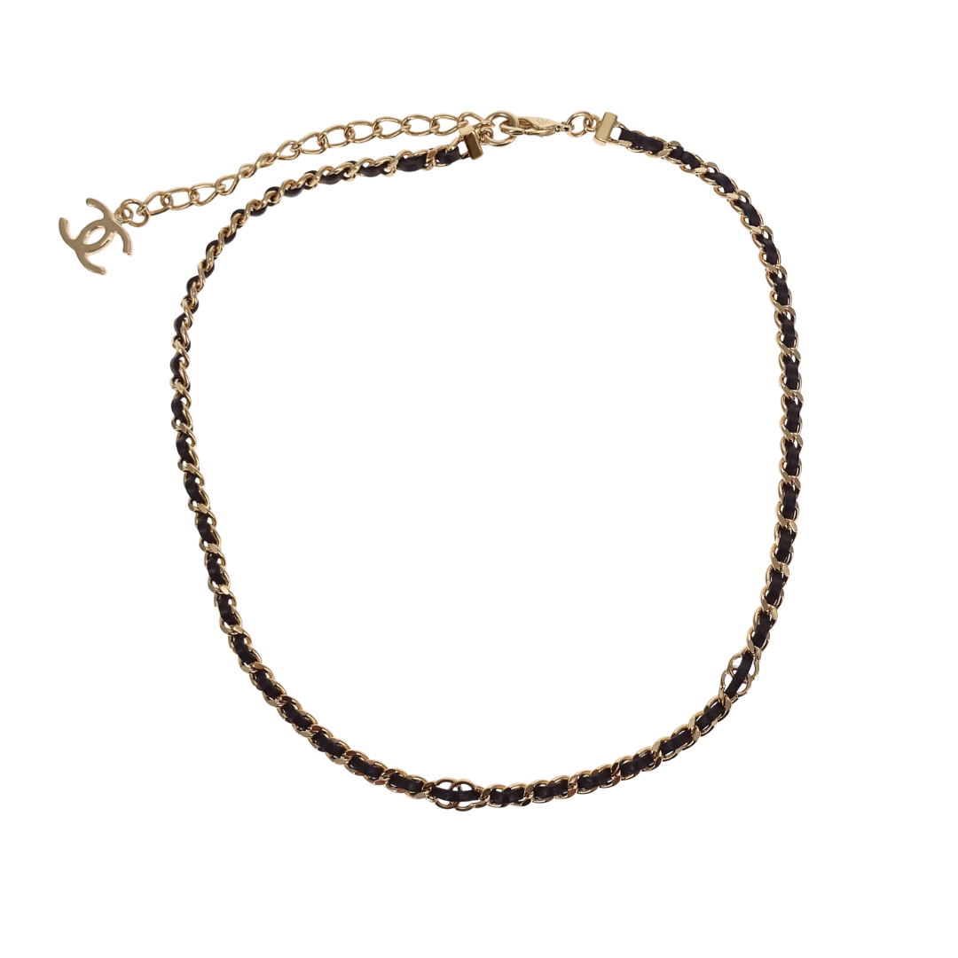 Chanel Leather Woven GHW CC Choker 2026