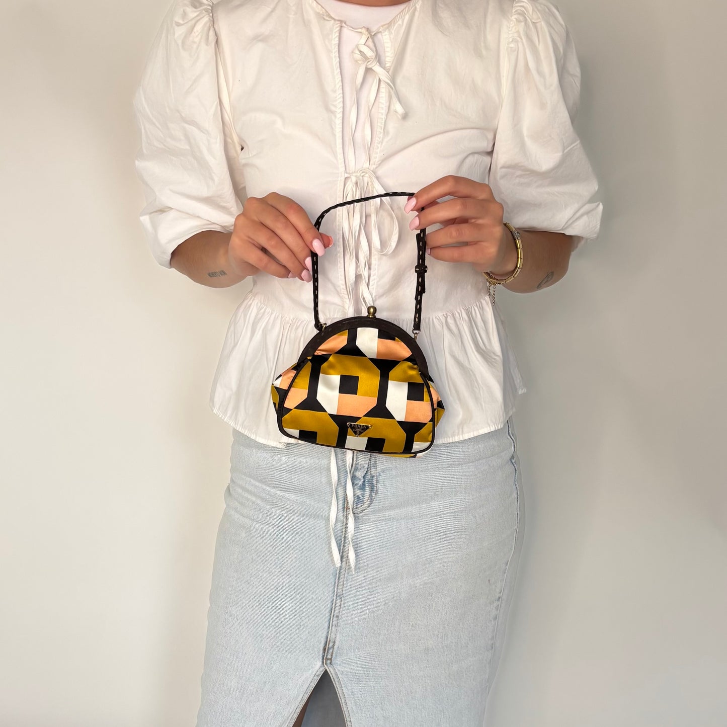 Prada Kisslock Pouch on Strap Multi Silk