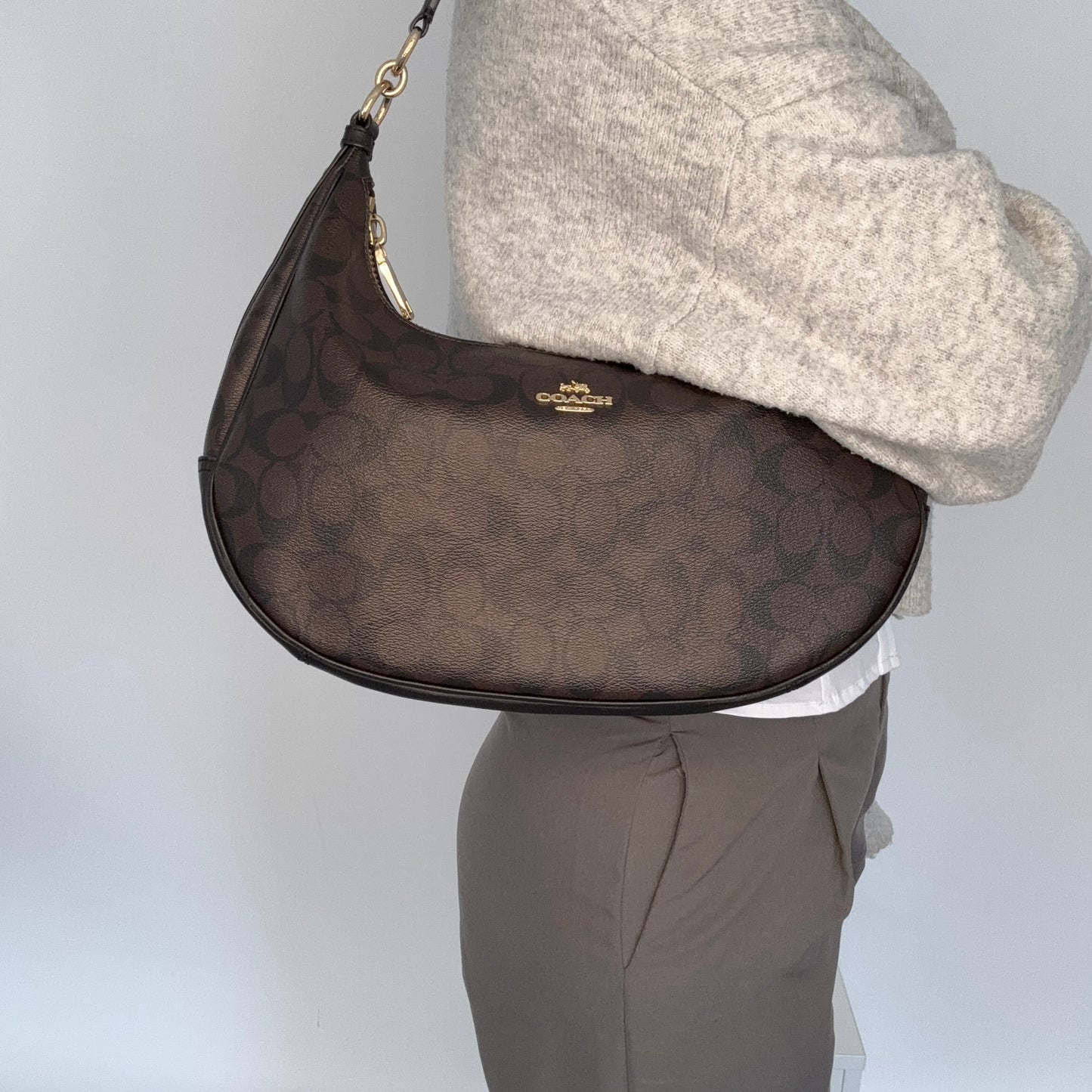 Coach Teri Signature Hobo Brown