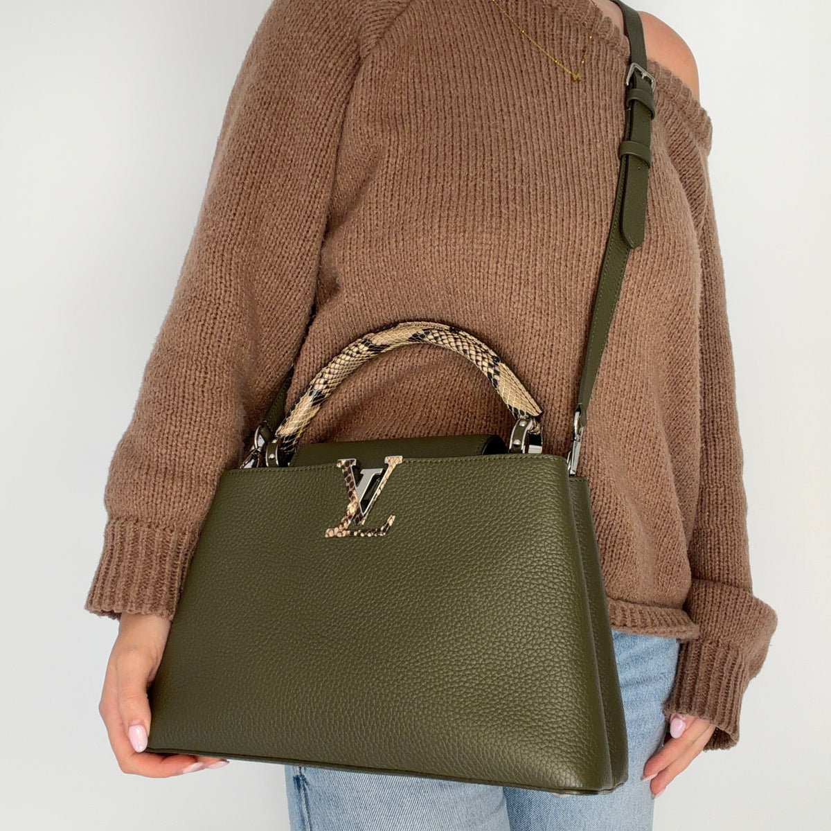 Louis Vuitton Capucines PM Khaki and Python (NFID)