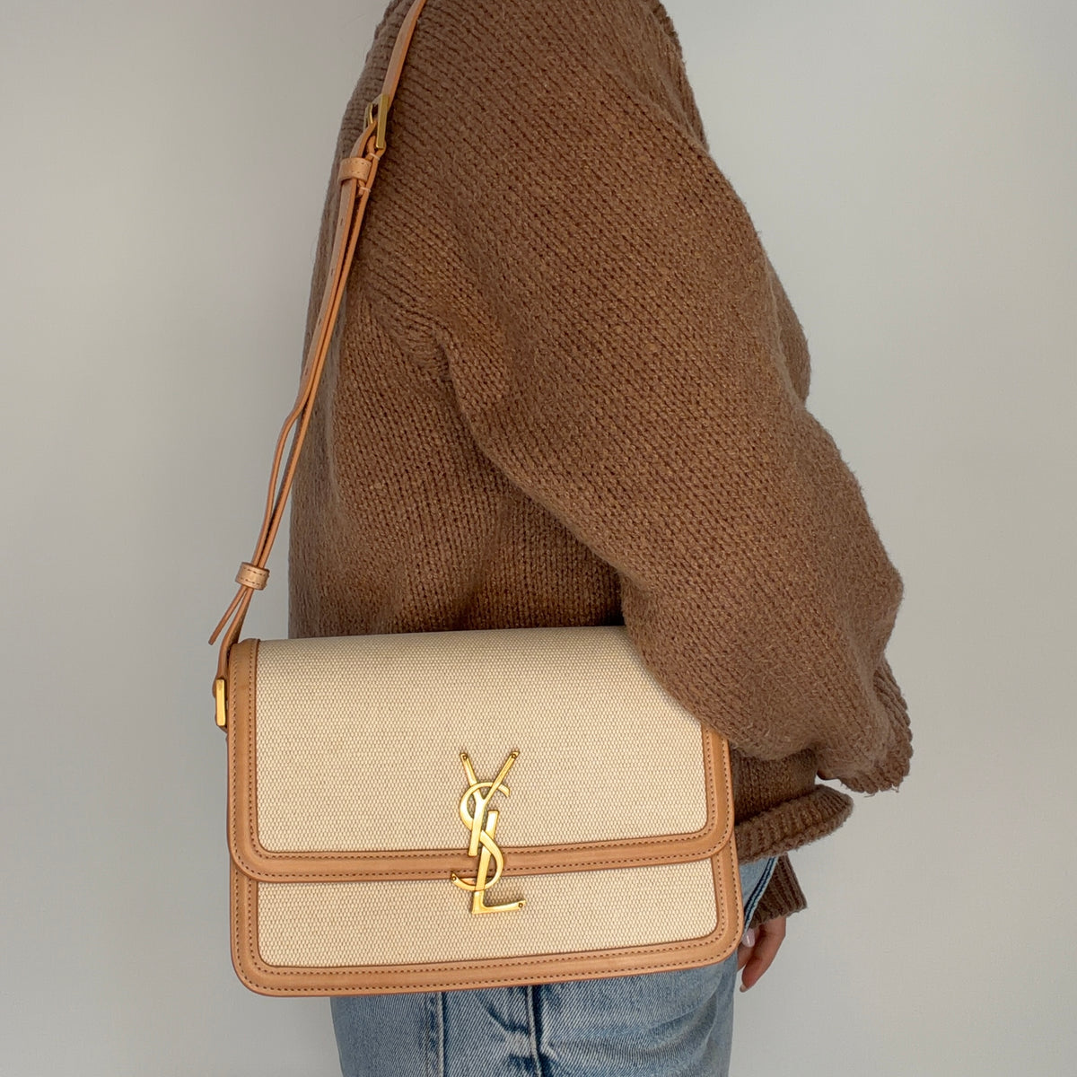 Saint Laurent Solferino Medium Satchel In Canvas & Leather
