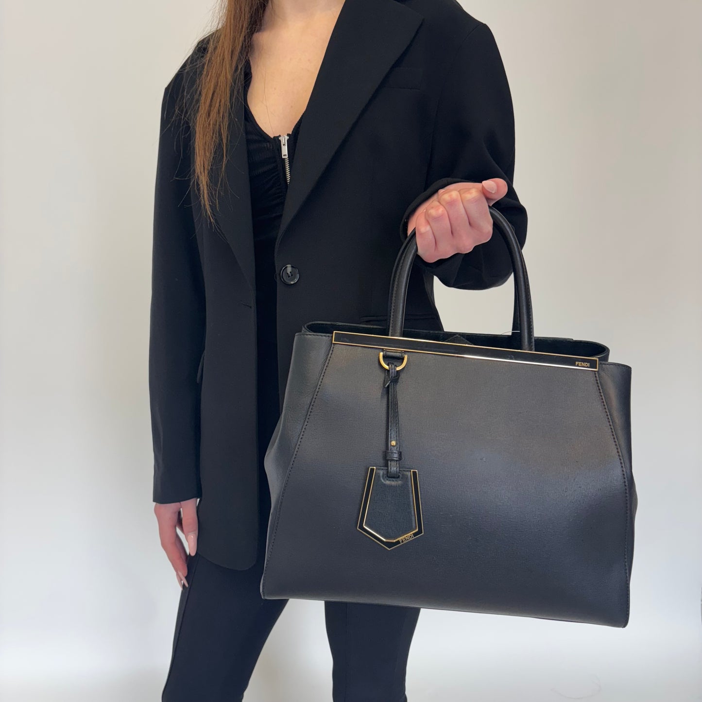 Fendi Black 2Jours Tote With Strap