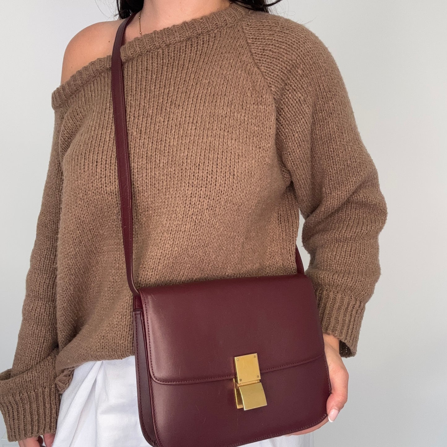 Celine Box Bag Medium Burgundy