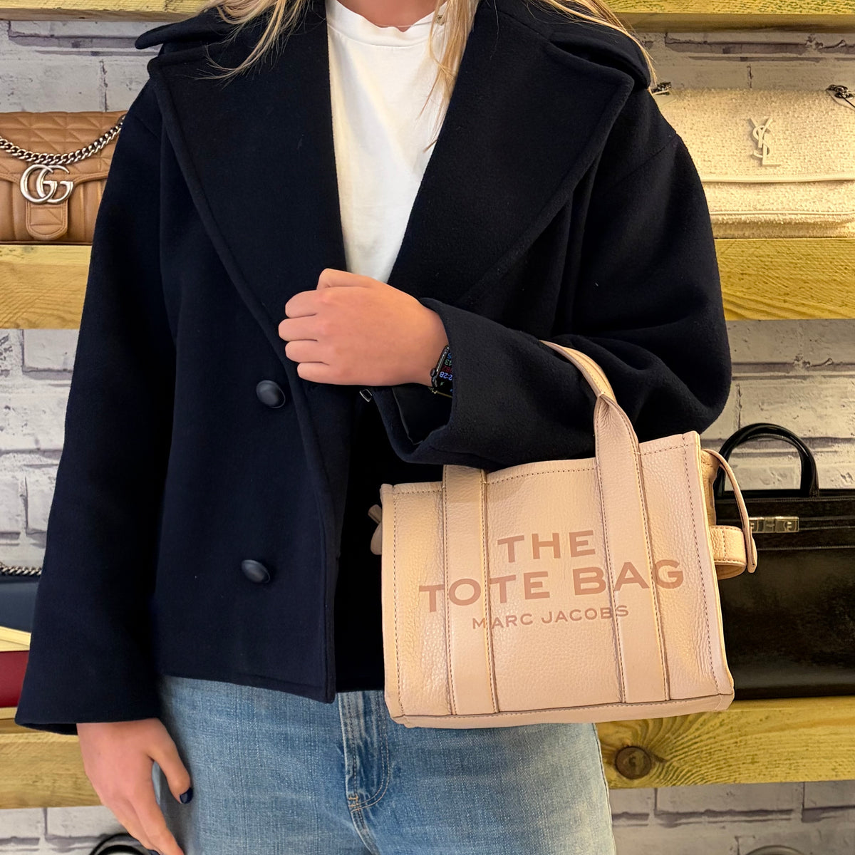 Marc Jacobs The Tote Bag Small Beige Leather