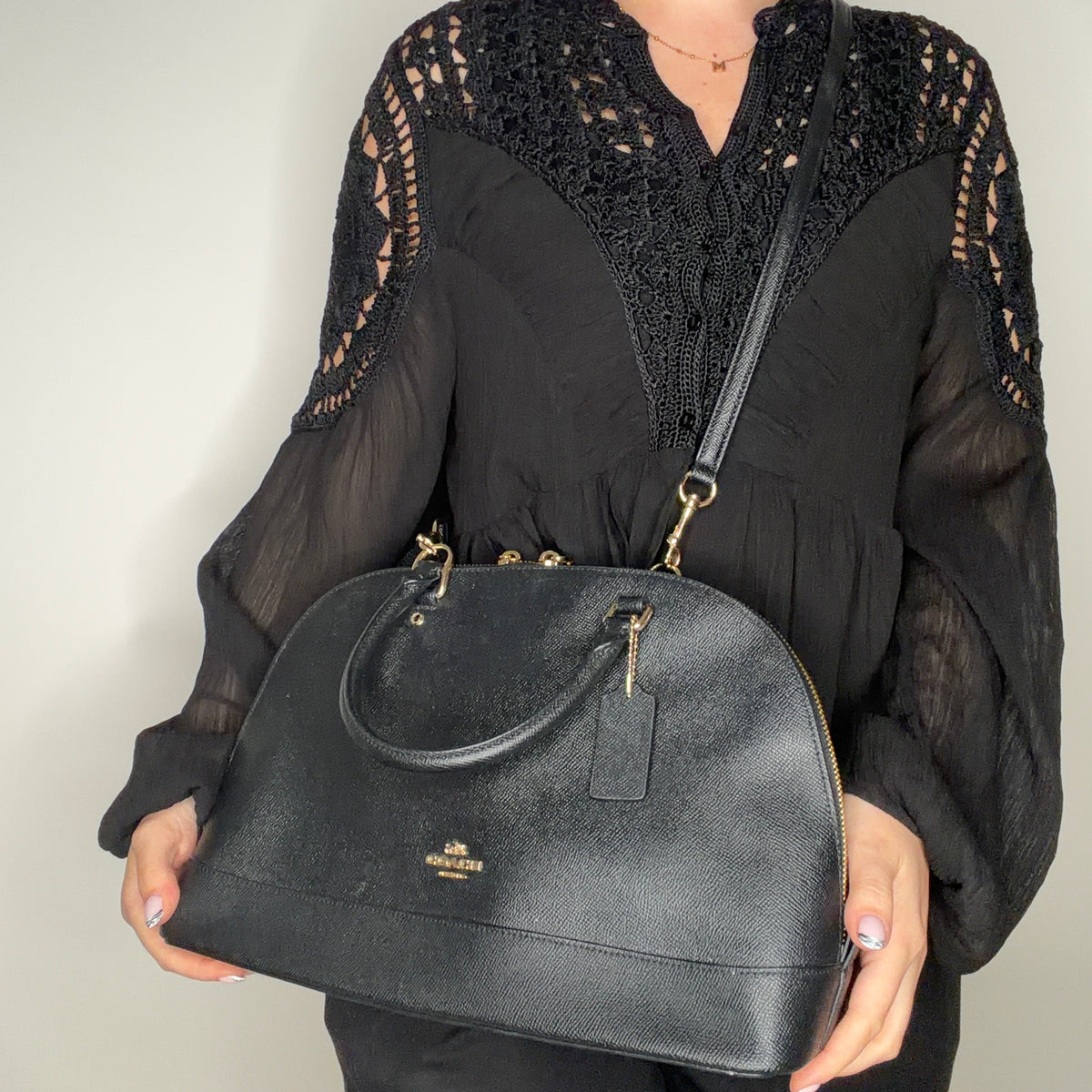 Coach Sierra Satchel Black Large With Strap