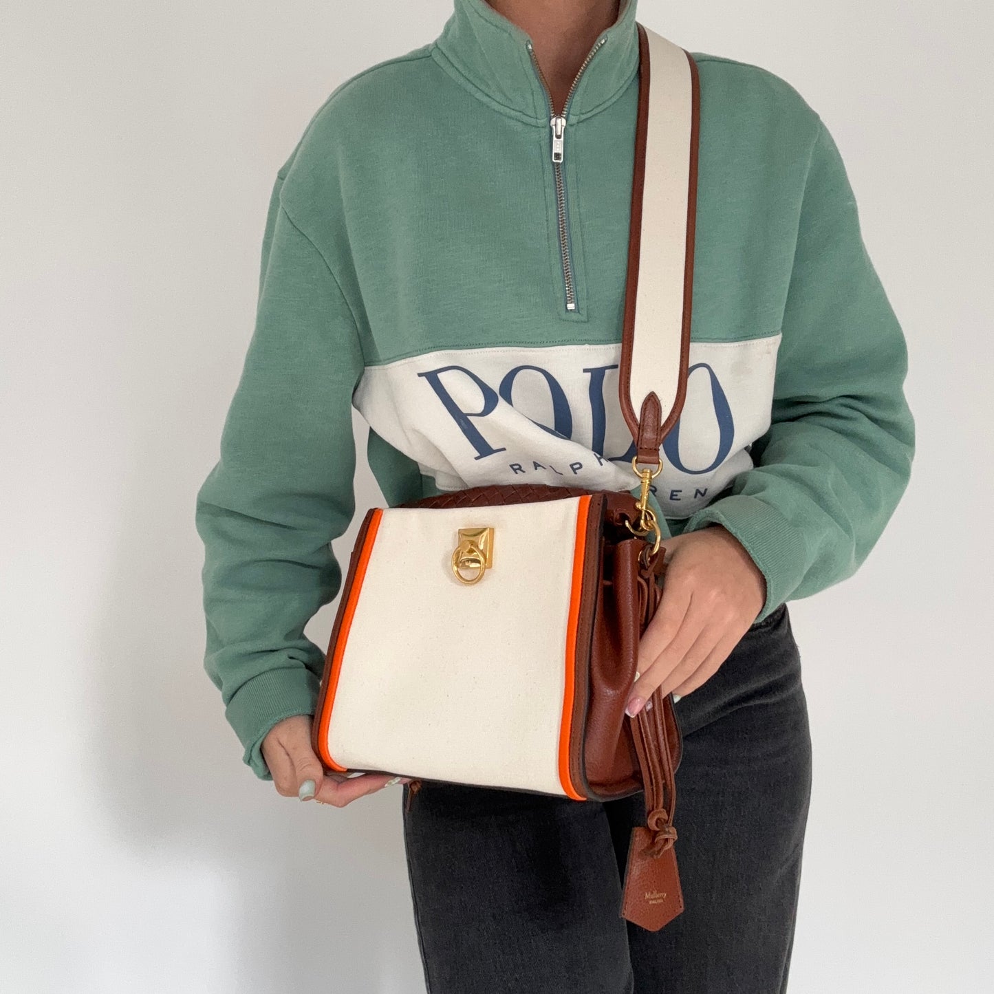 Mulberry Iris Small Ecru Canvas with Brown and Orange Trim