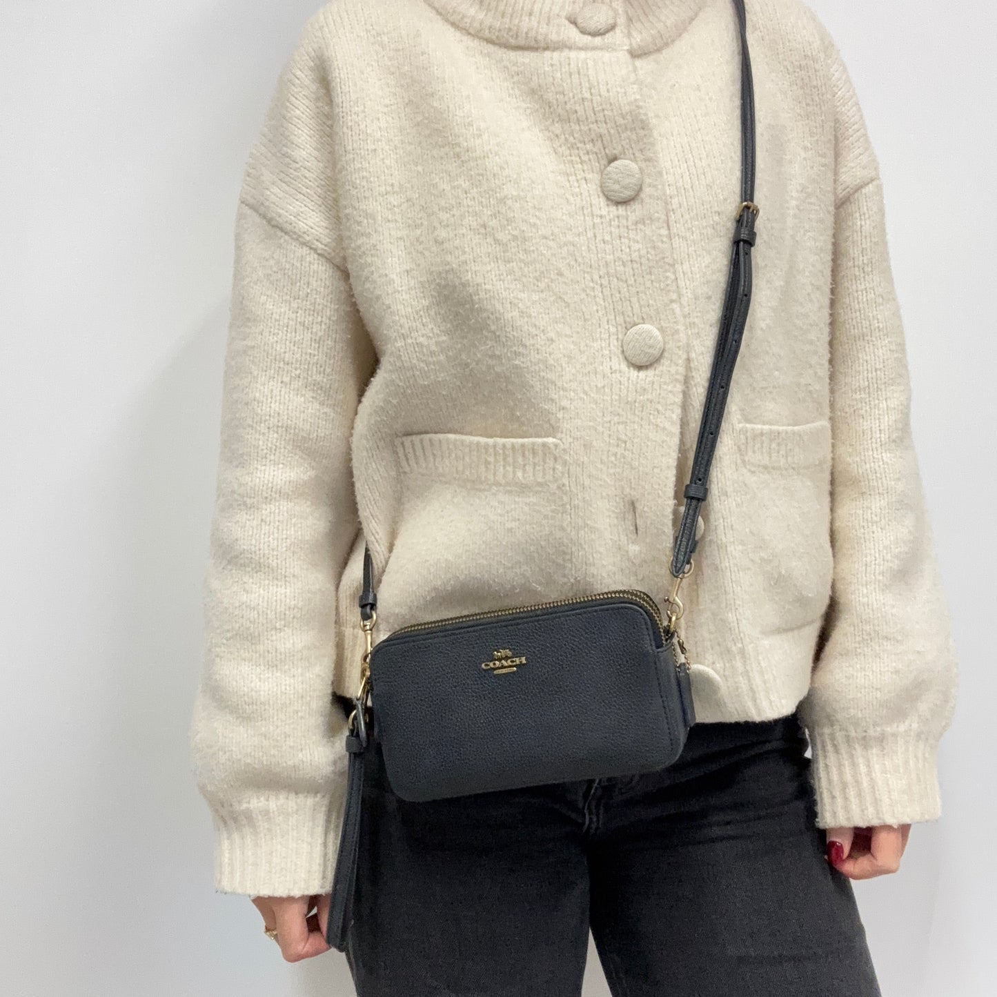 Coach Kira Black Double Pocket Crossbody