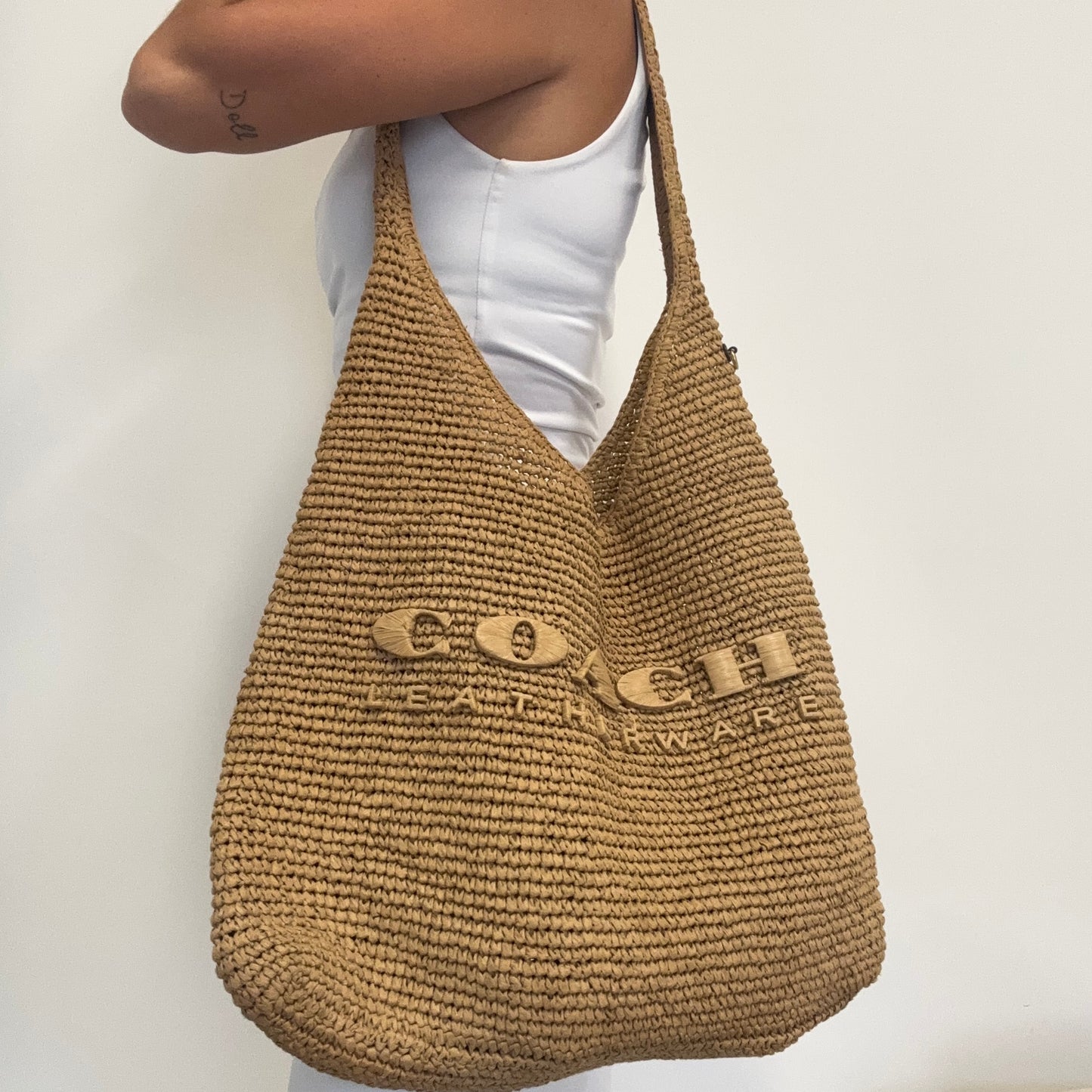 Coach Brooklyn Straw Shoulder Bag