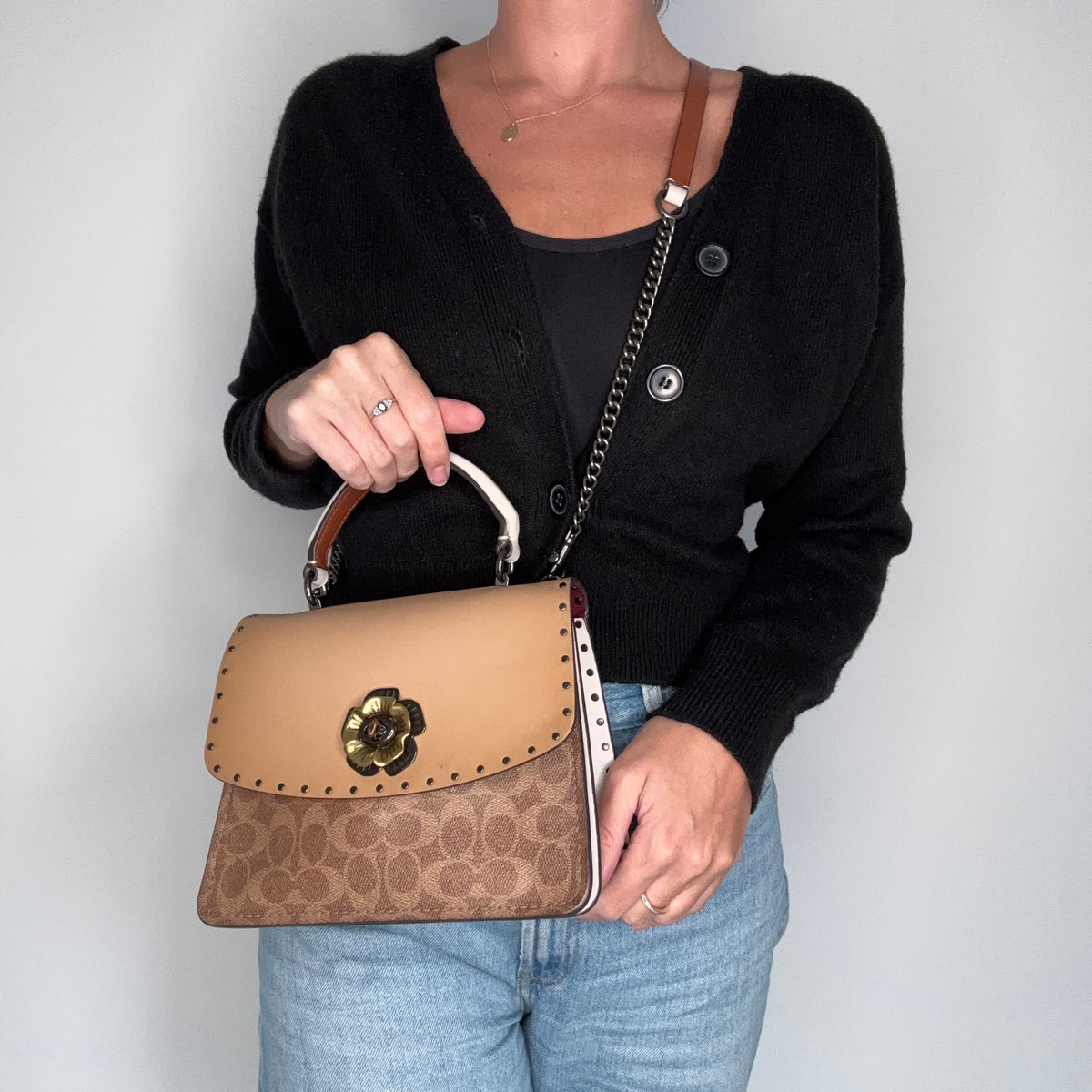 Coach Parker Signature Top Handle Bag With Crossbody Strap