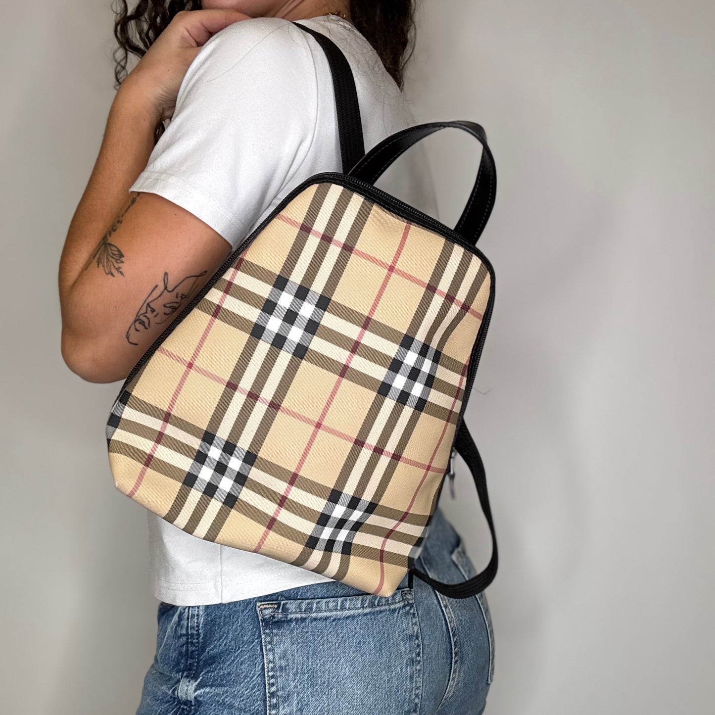 Burberry Backpack Check Coated Canvas