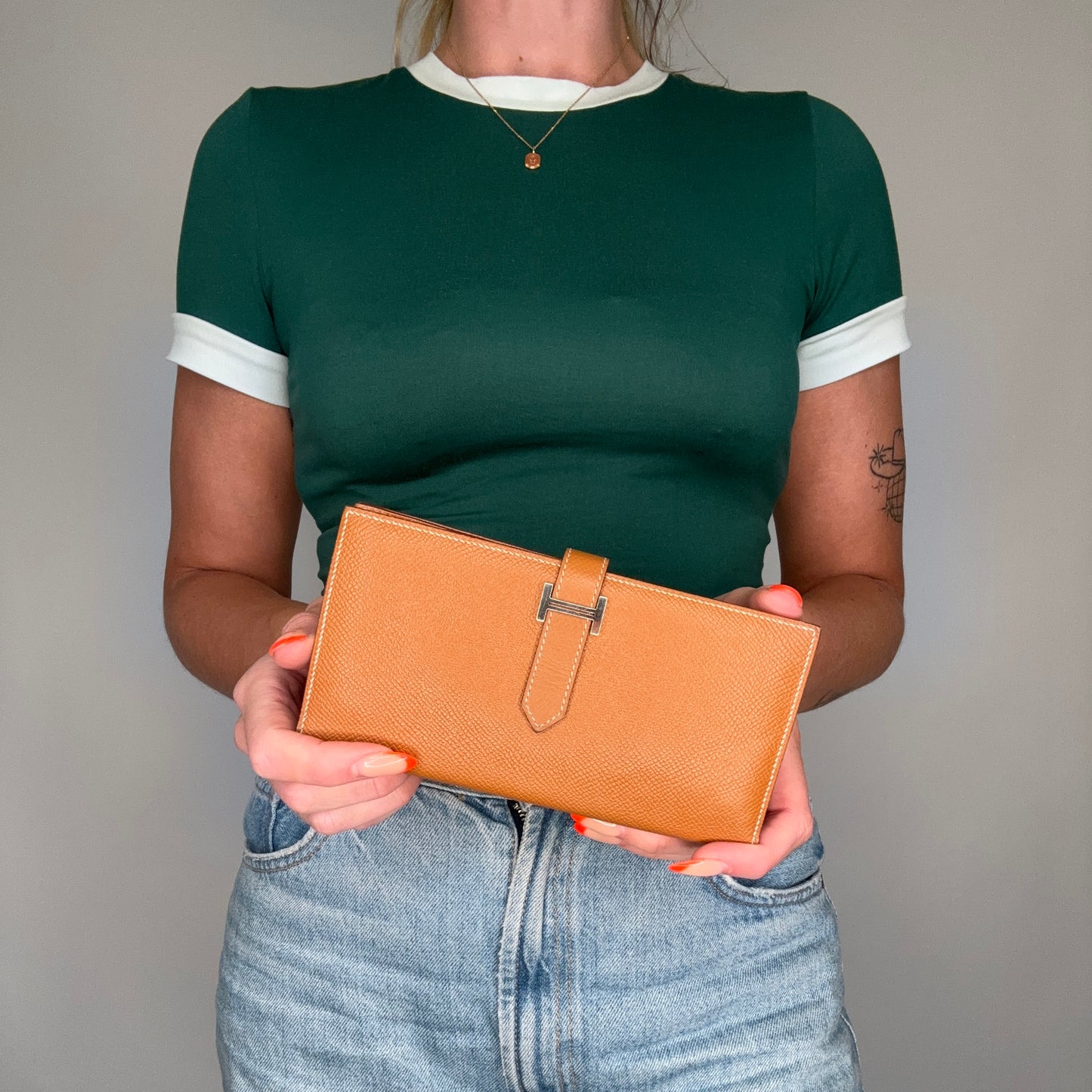 Hermes Bearn Wallet Gold Epsom PHW 2017