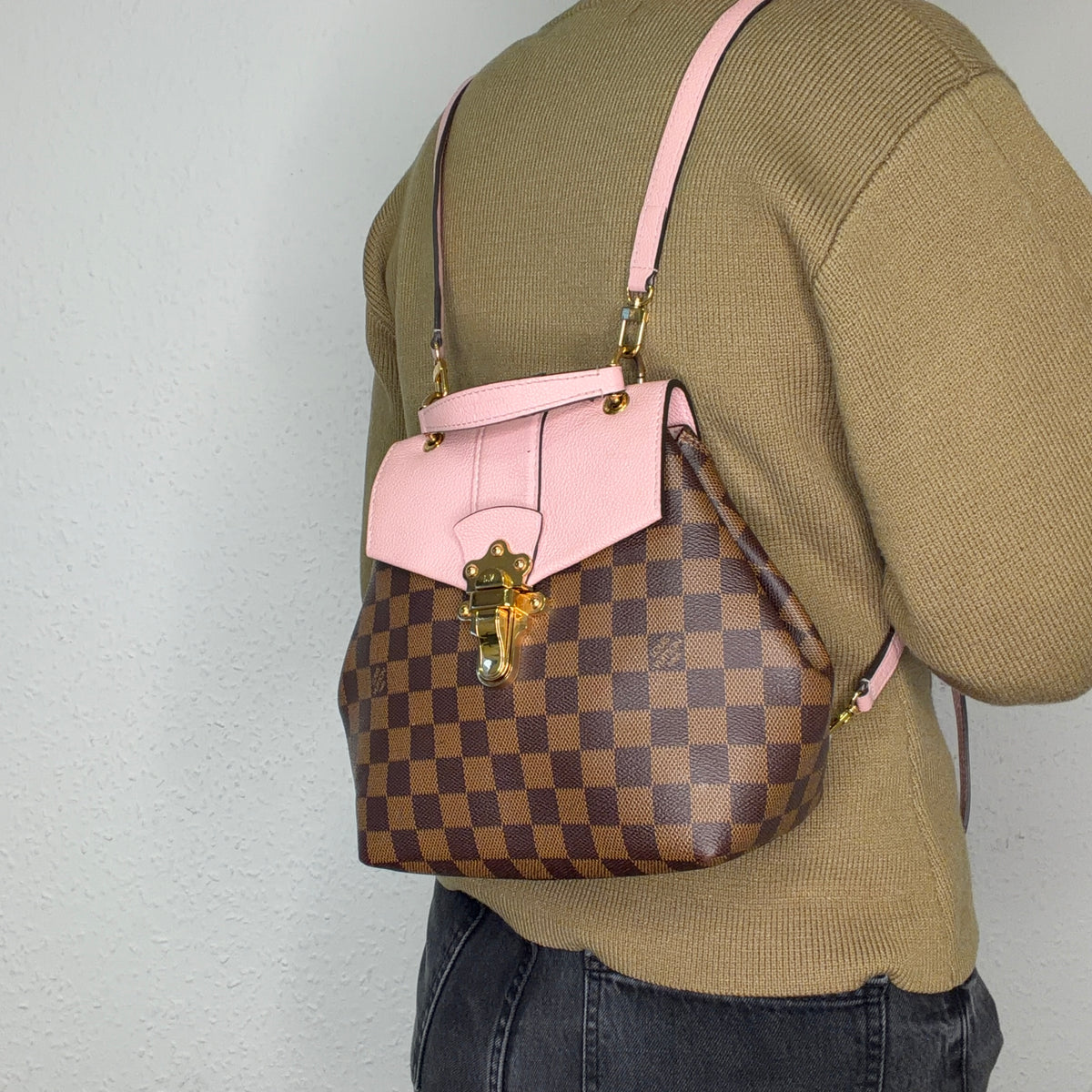 Louis Vuitton Clapton Backpack Damier Ebene and Pink SR0119 - 2019