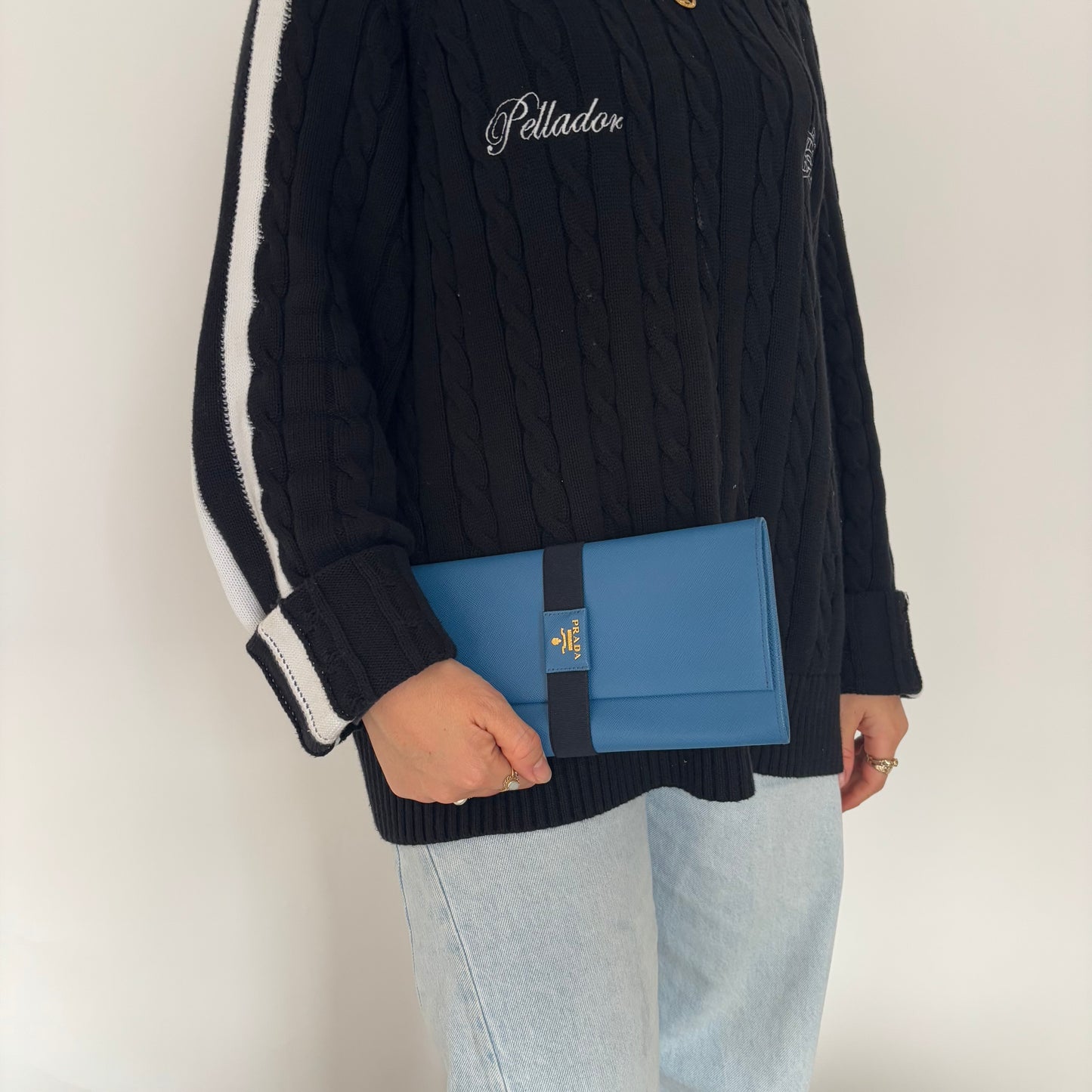 Prada Saffiano Metal Cobalto Long Clutch
