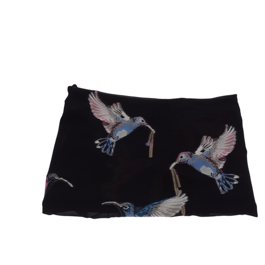 McQueen Light Silk Bird Embroidered Scarf