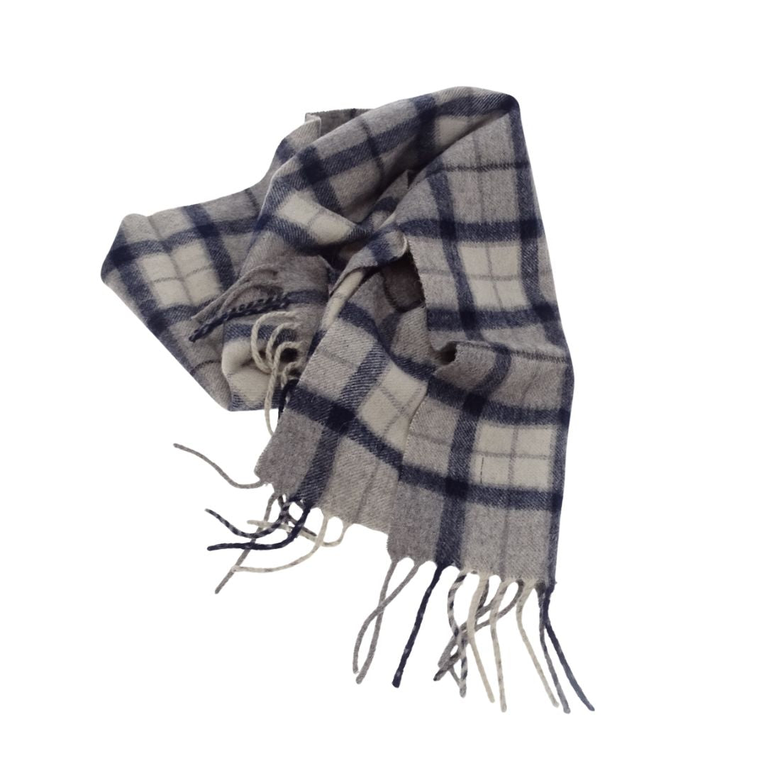 Burberry Scarf Grey/Navy Check 100% Lambswool