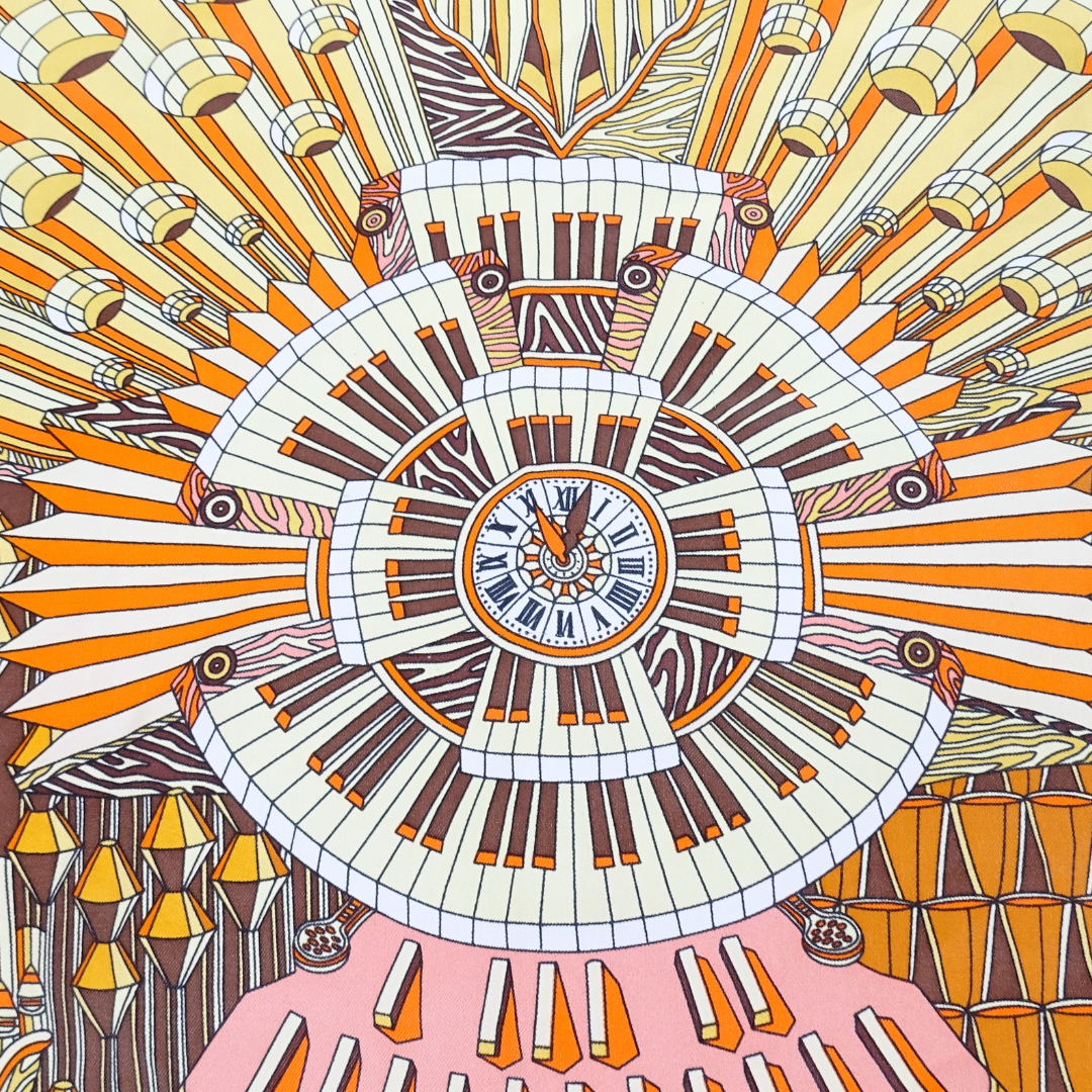 Hermes Point D'Orgue Scarf 90 Orange 100% Silk