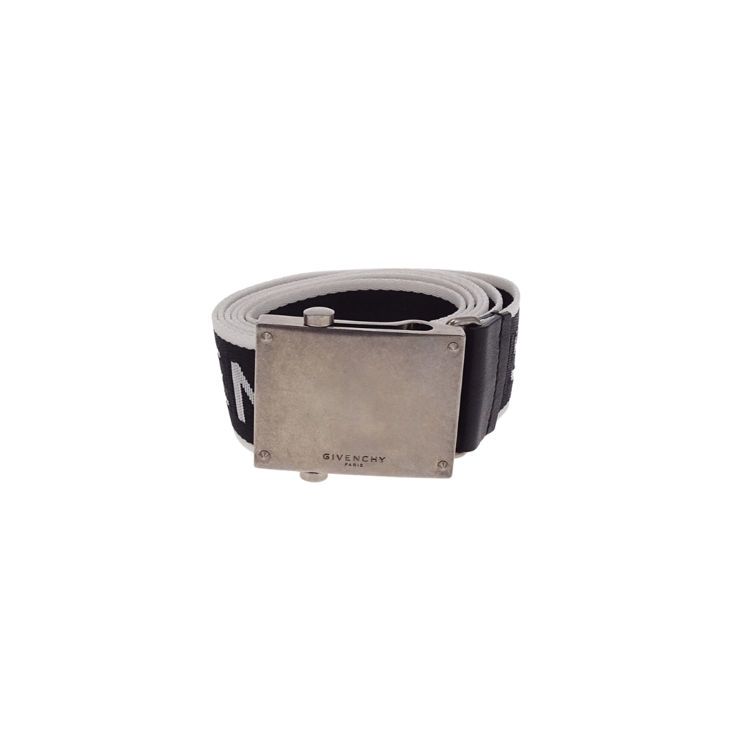 Givenchy Black/White Logo Plate Buckle Belt