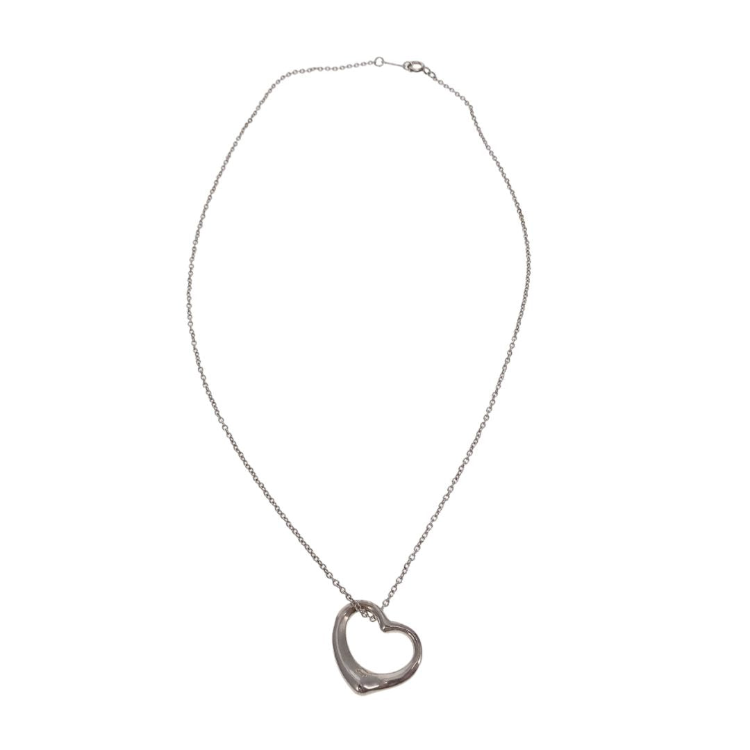 Tiffany & Co Open Heart Pendant On Chain In Sterling Silver Elsa Peretti