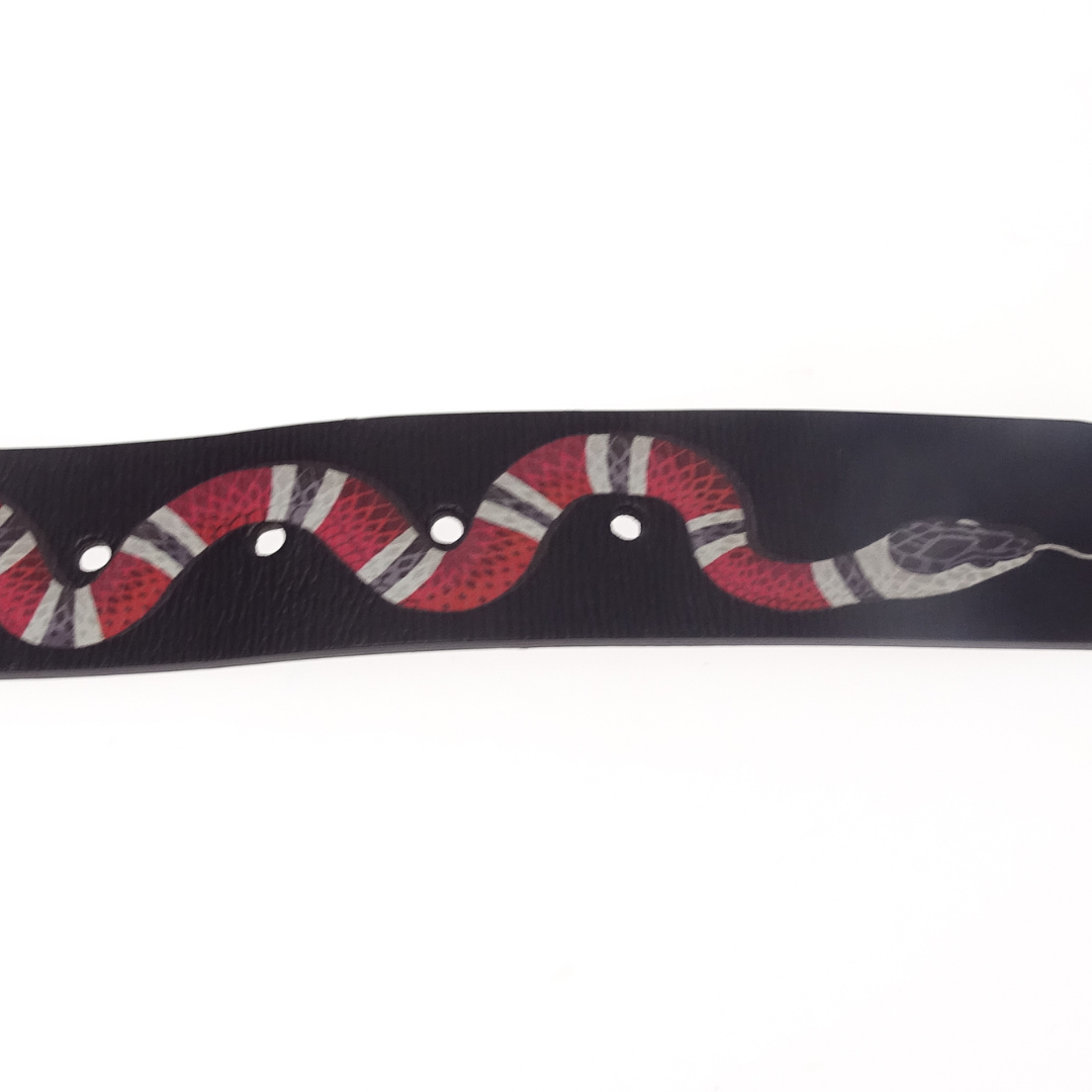 Gucci Kingsnake Belt In Black Leather With Gold Buckle 95cm 30"