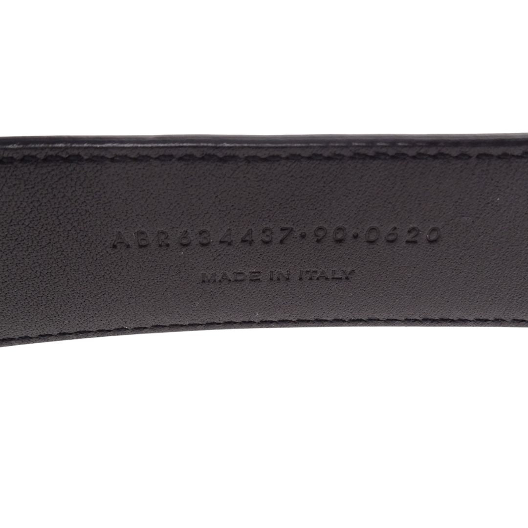 Saint Laurent Cassandre Buckle Belt In Black Smooth Leather 85cm