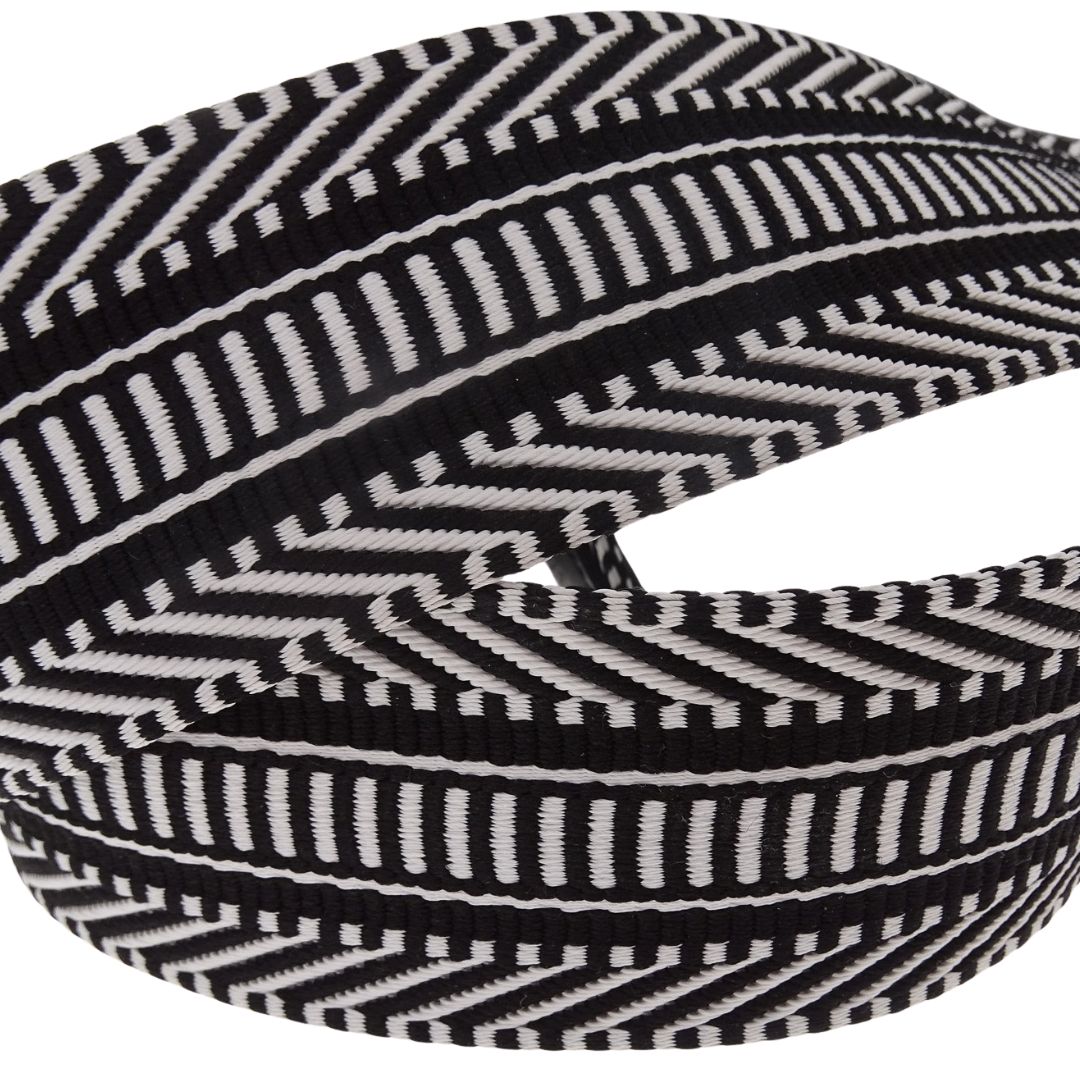 Hermes Canvas Strap 50mm Ecru/Noir Pattern GHW