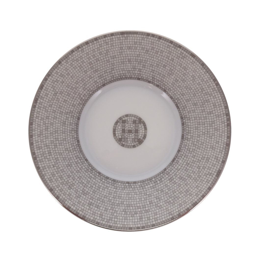 Hermes Mosaique au 24 Platinum Tea Cup and Saucer x2