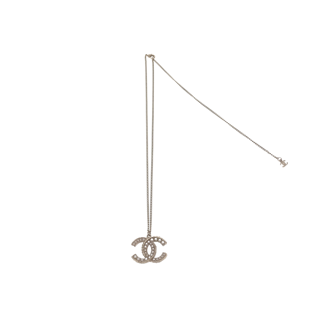Chanel Pale Goldtone Pearl CC Necklace 2016