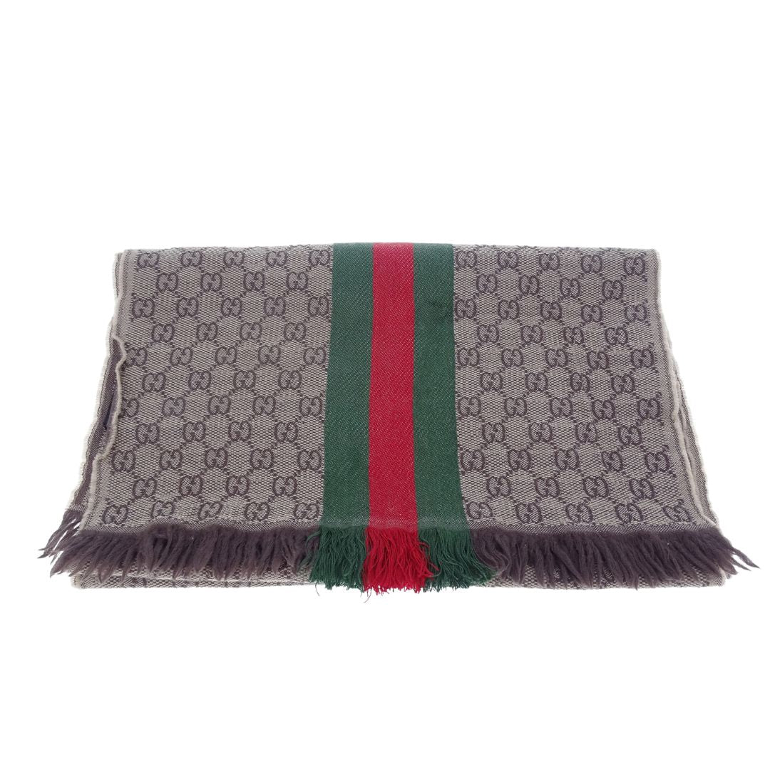 Gucci GG Web Scarf 80% Wool and 20% Silk