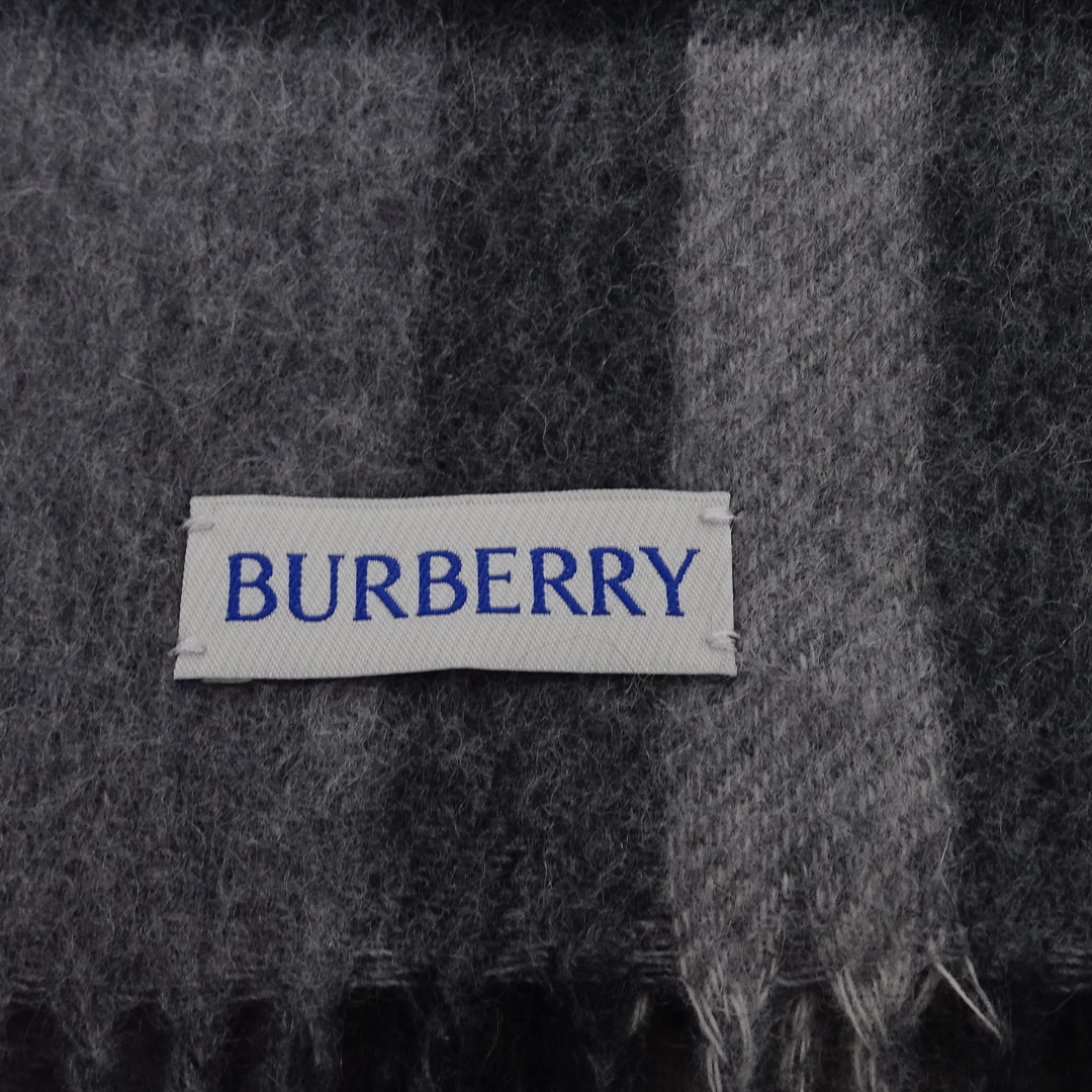 Burberry Check Logo Scarf Grey Check 100% Cashmere