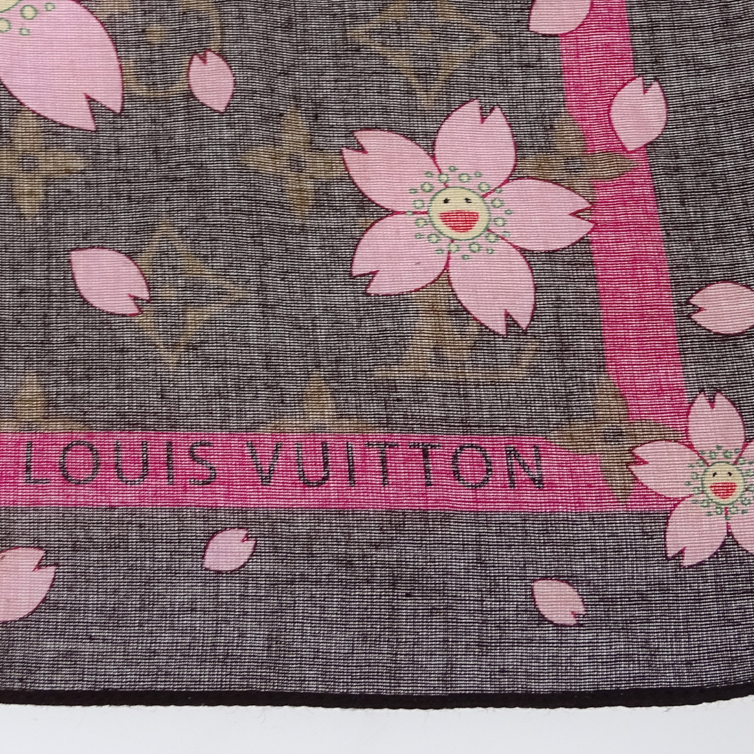 Louis Vuitton Square Scarf Monogram and Cherry Blossom 100% Cotton