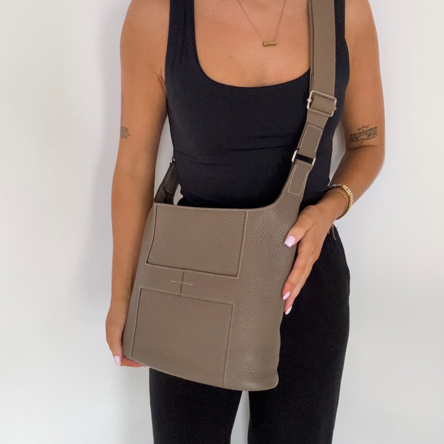 Hermes Good News PM Etoupe Clemence Crossbody Bag 2008