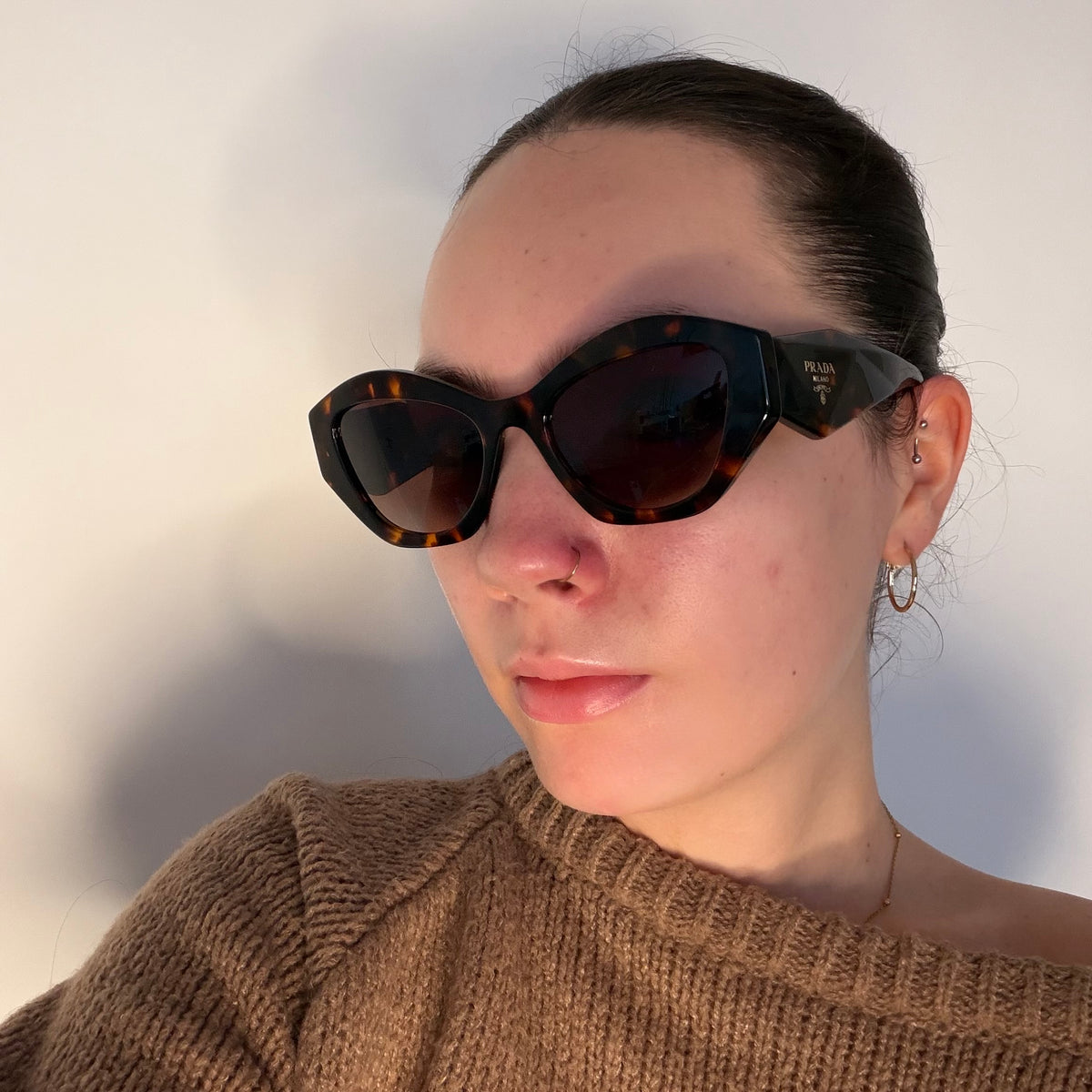 Prada Dark Tortoise Modern Cat Eye SPR07Y Sunglasses
