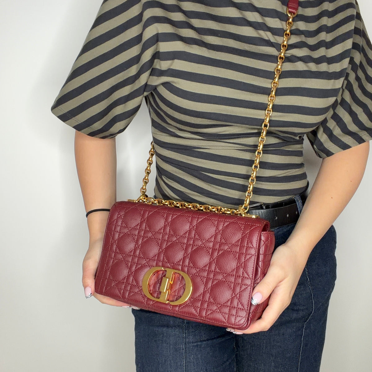 Dior Caro Medium Flap Bag In Red Brick
