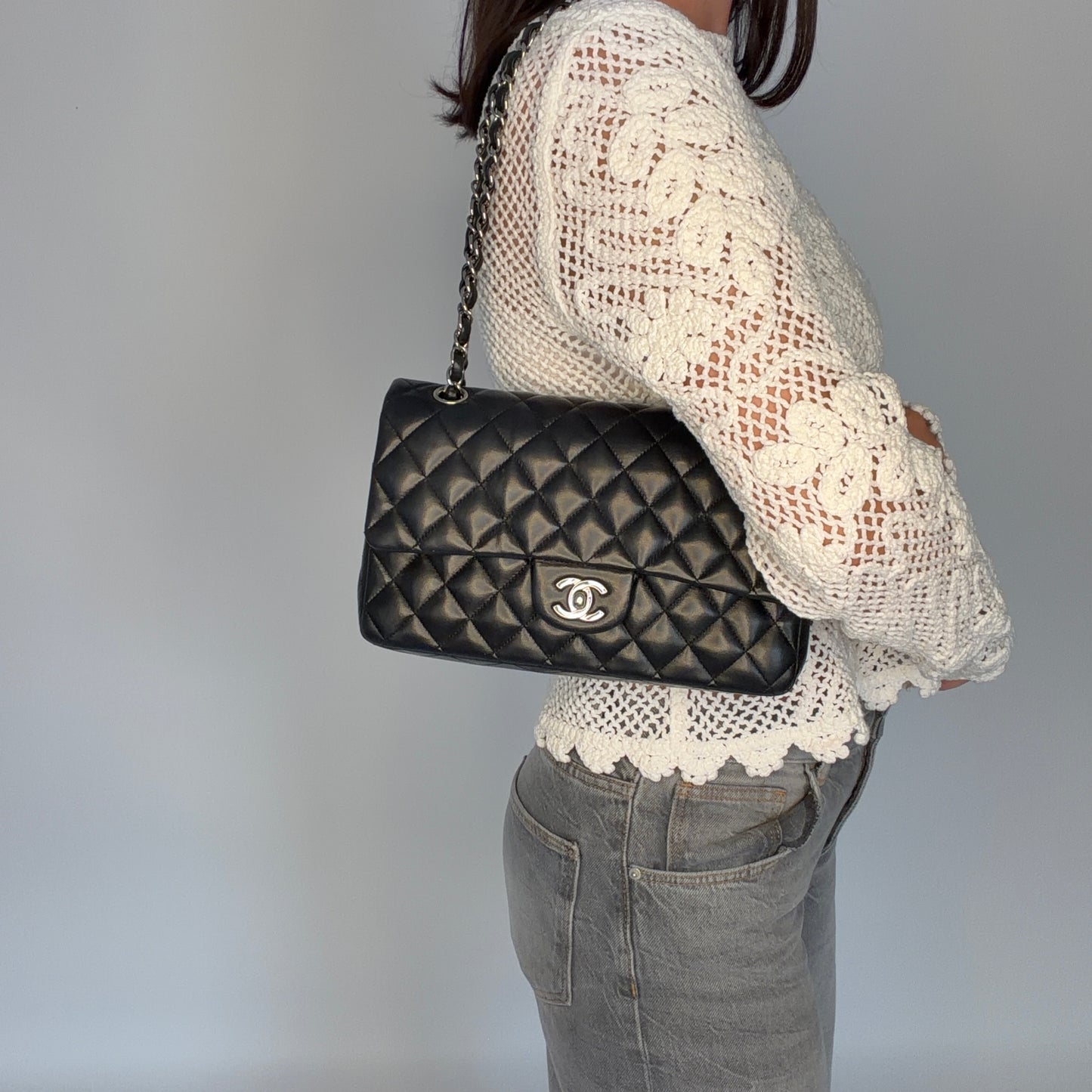 Chanel Classic Double Flap Bag Black Lambskin SHW 2008/09