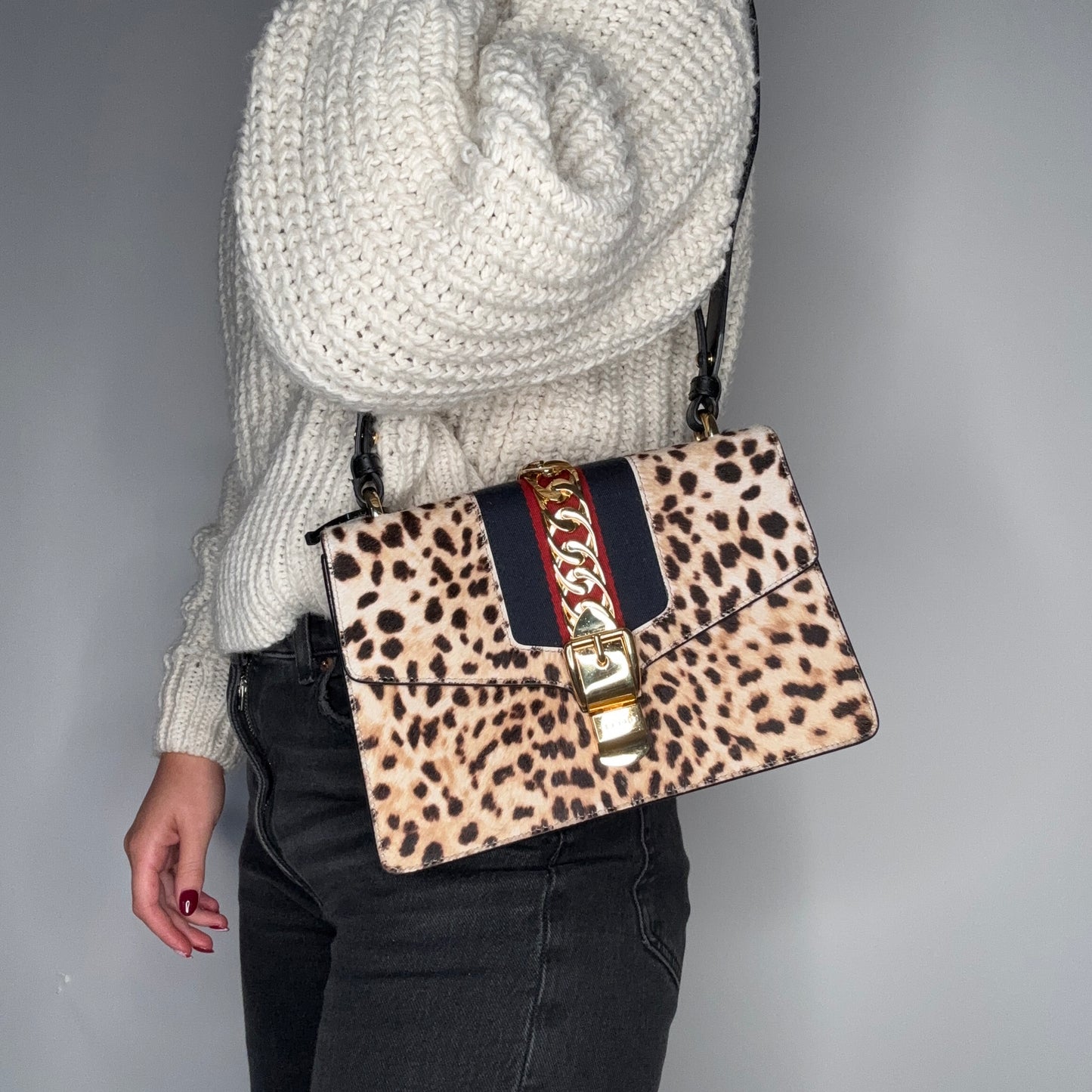 Gucci Sylvie Small Leopard Print Bag