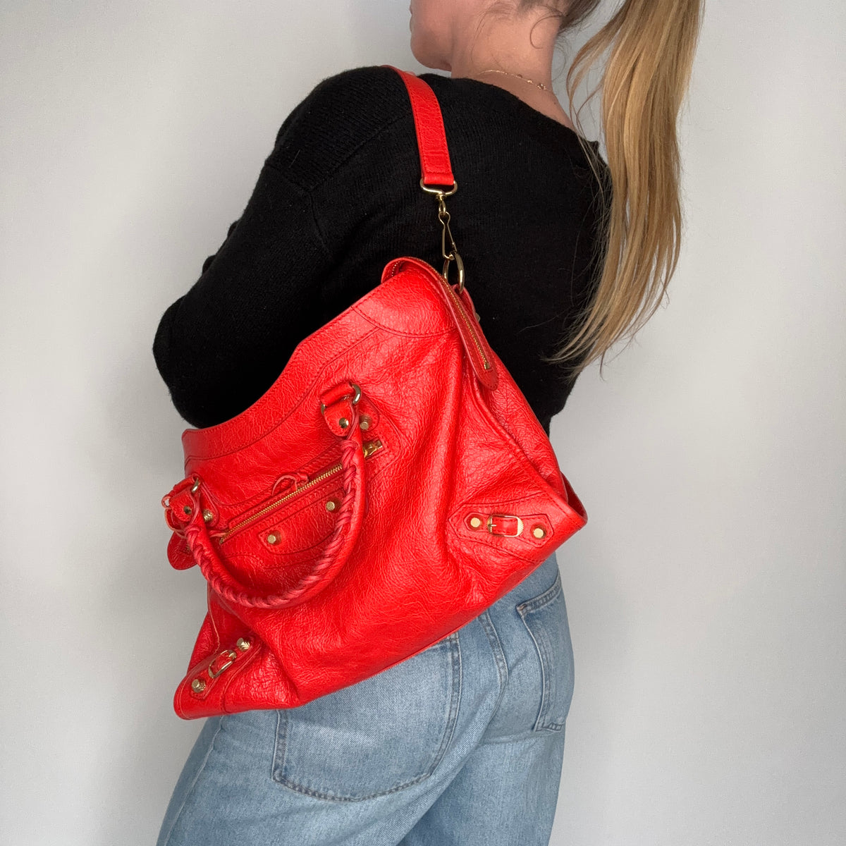 Balenciaga Giant 12 Motorcycle City Bag Orange GHW 2015