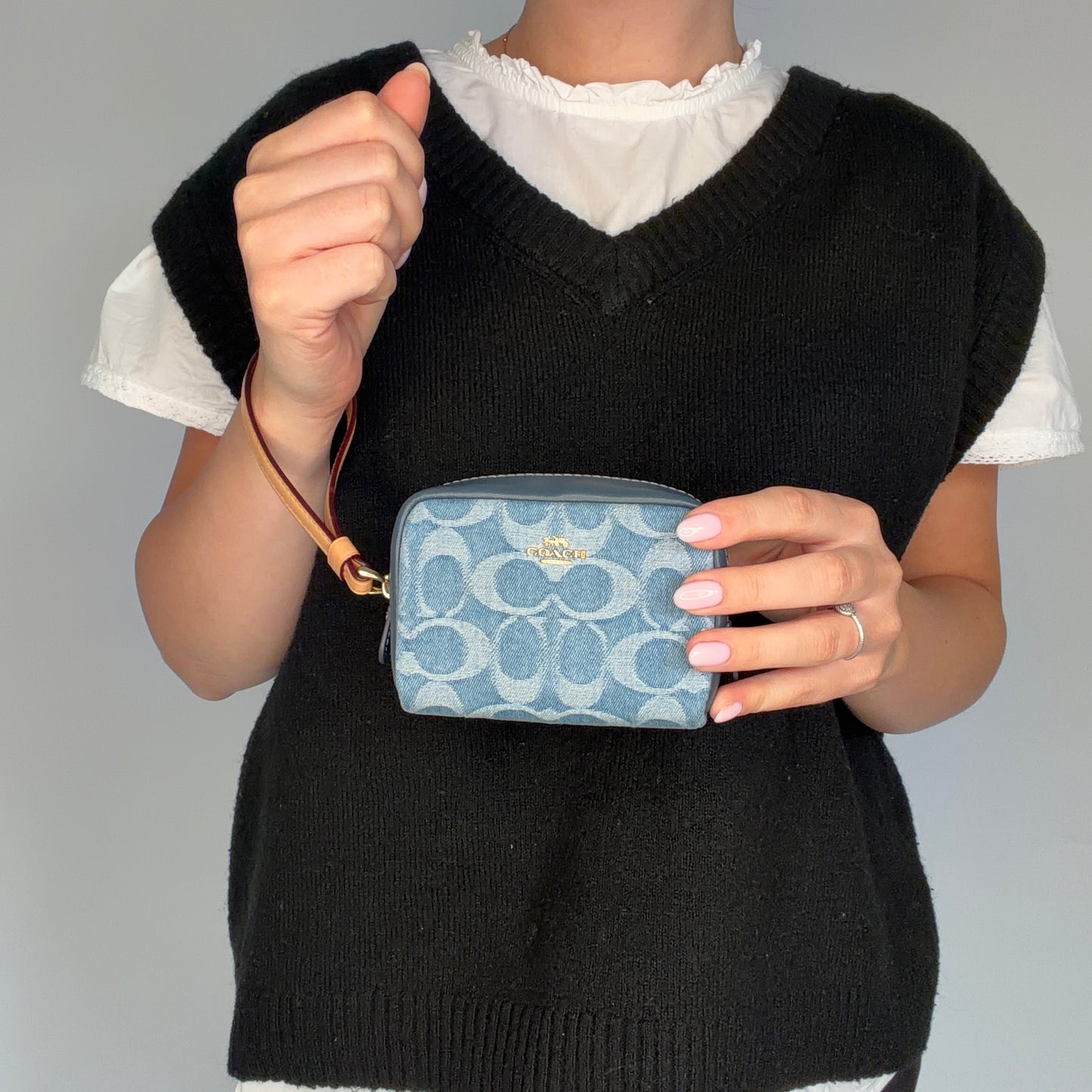 Coach Pouch Wristlet Mini Denim