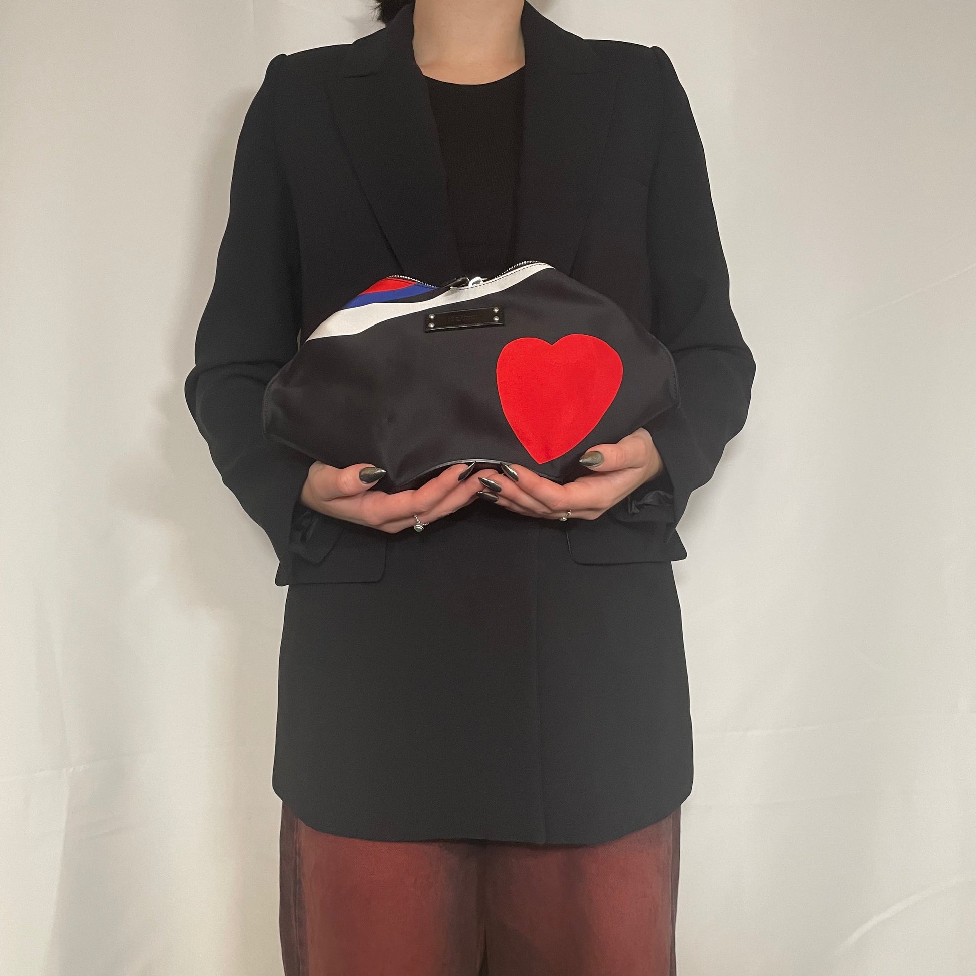 Alexander McQueen Black Red Blue Satin De Manta Clutch