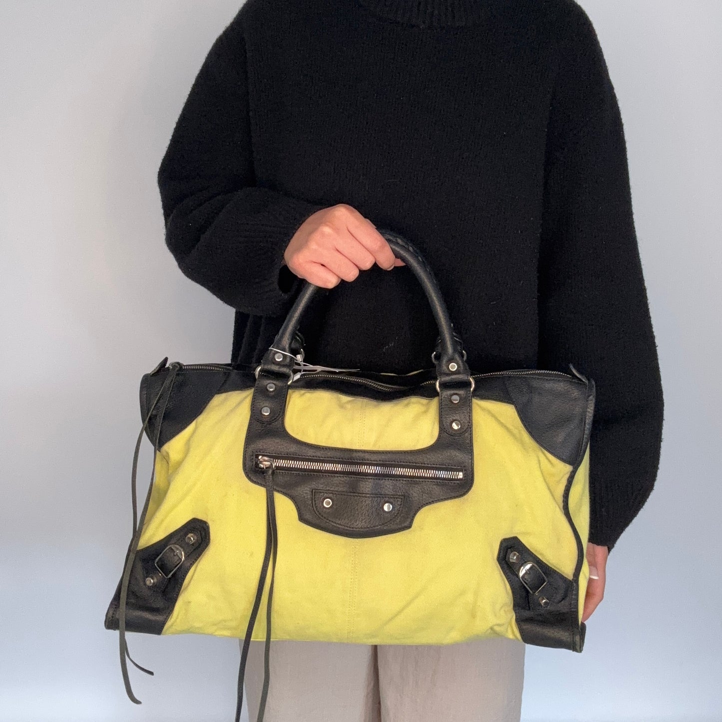 Balenciaga Motocross Classic Work Bag Canvas and Leather