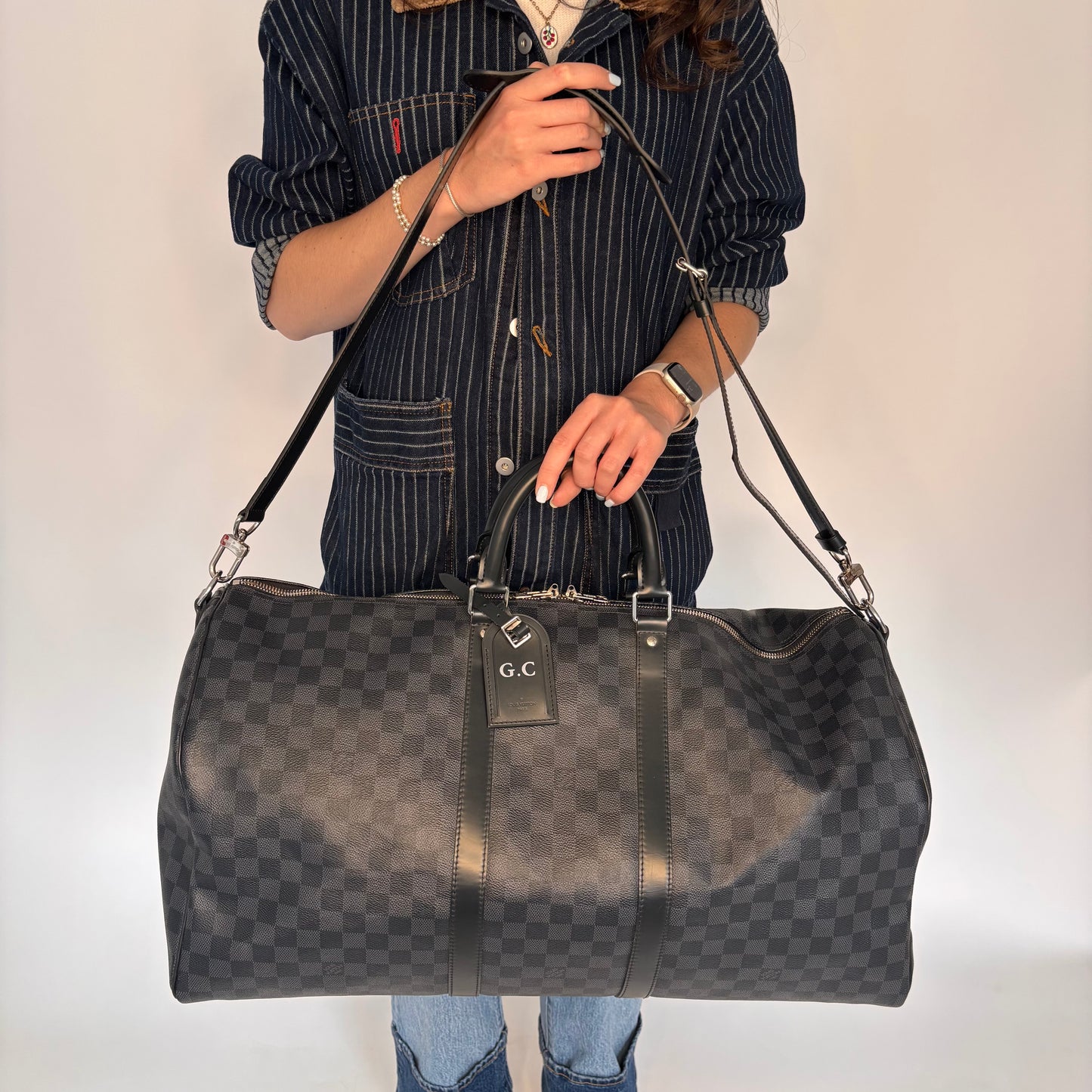 Louis Vuitton Keepall Bandouliere 55 Damier Graphite (hotstamped GC)
