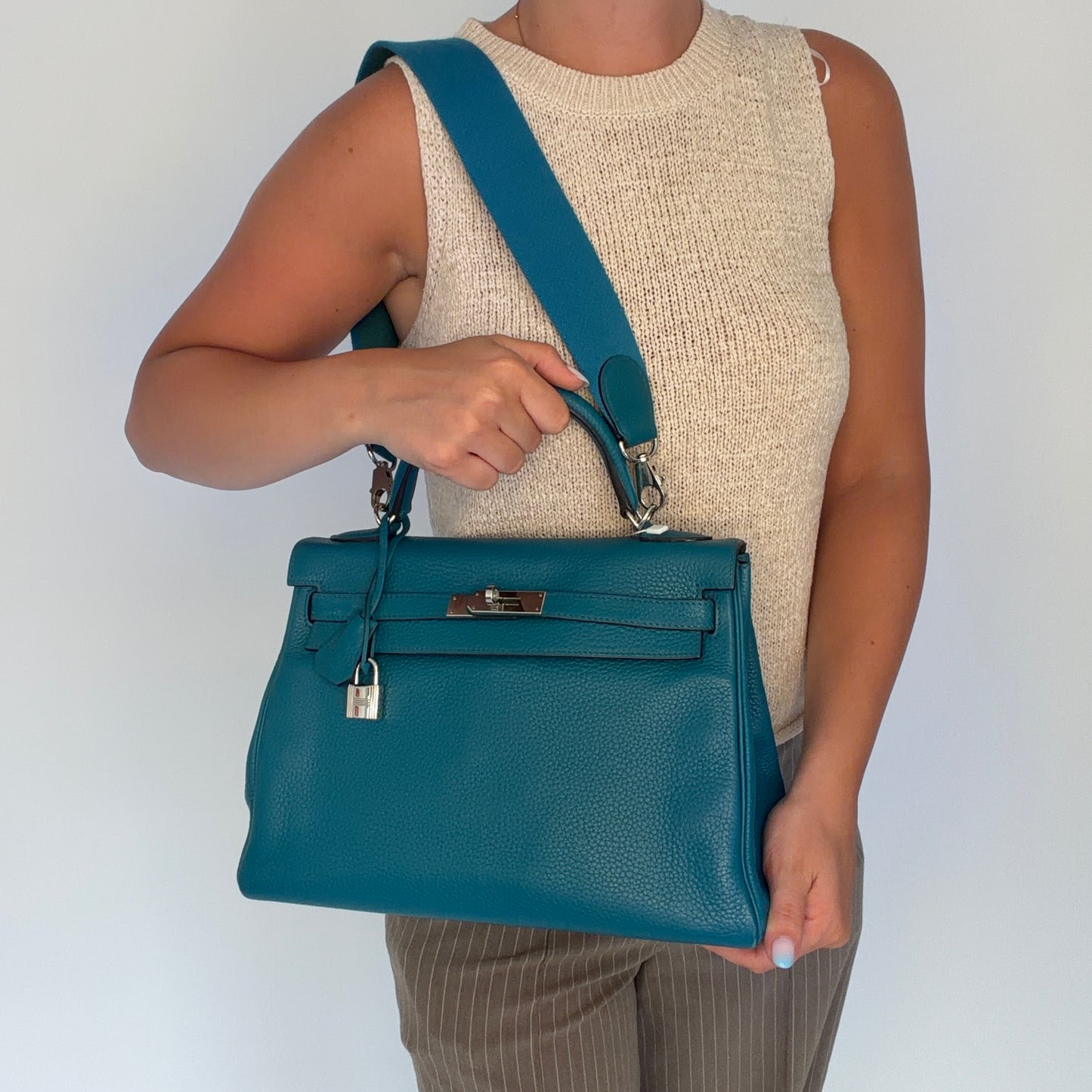 Hermes Kelly 32 Retourne Turquoise Togo PHW 2013