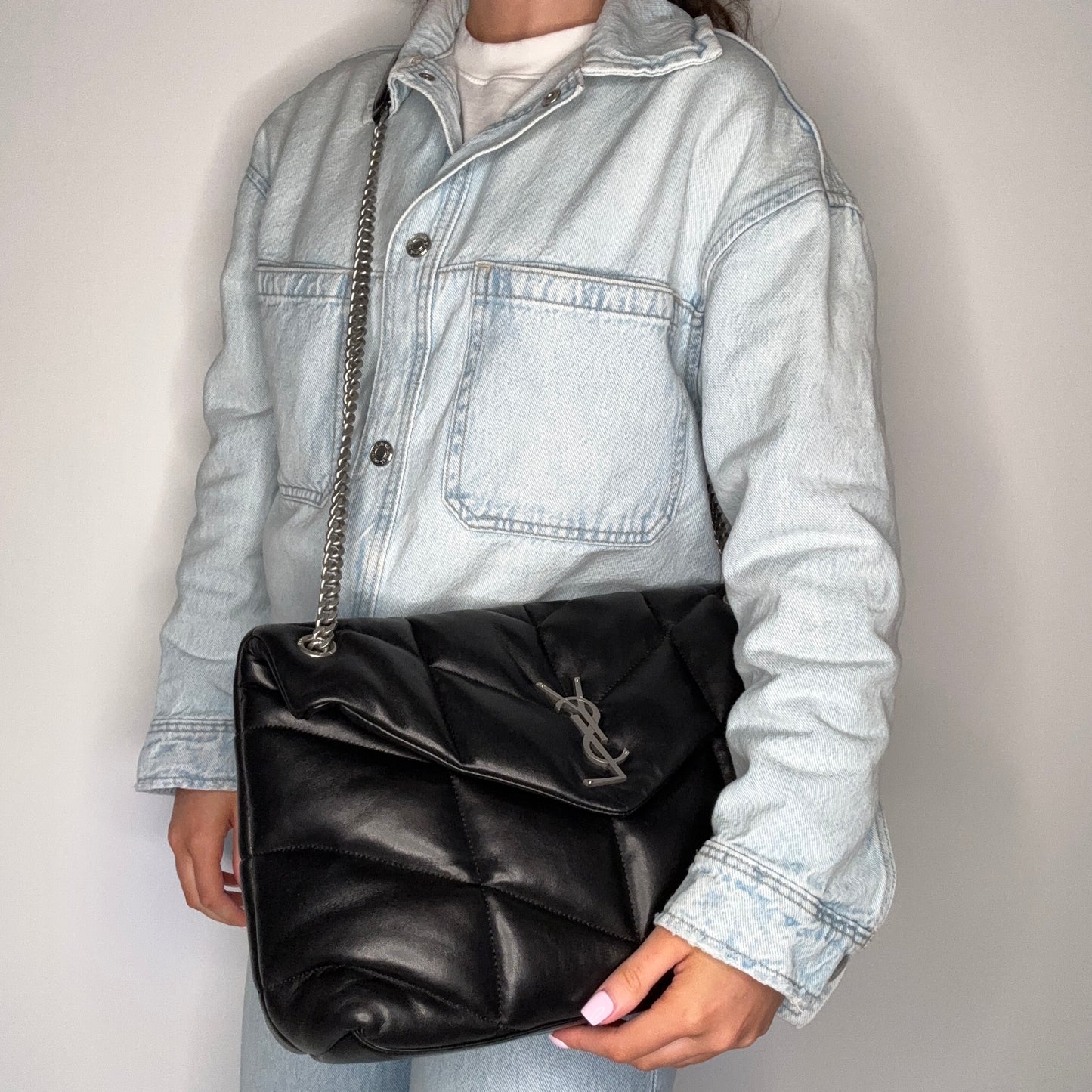 Saint Laurent Puffer Medium In Lambskin With Silver Hardware