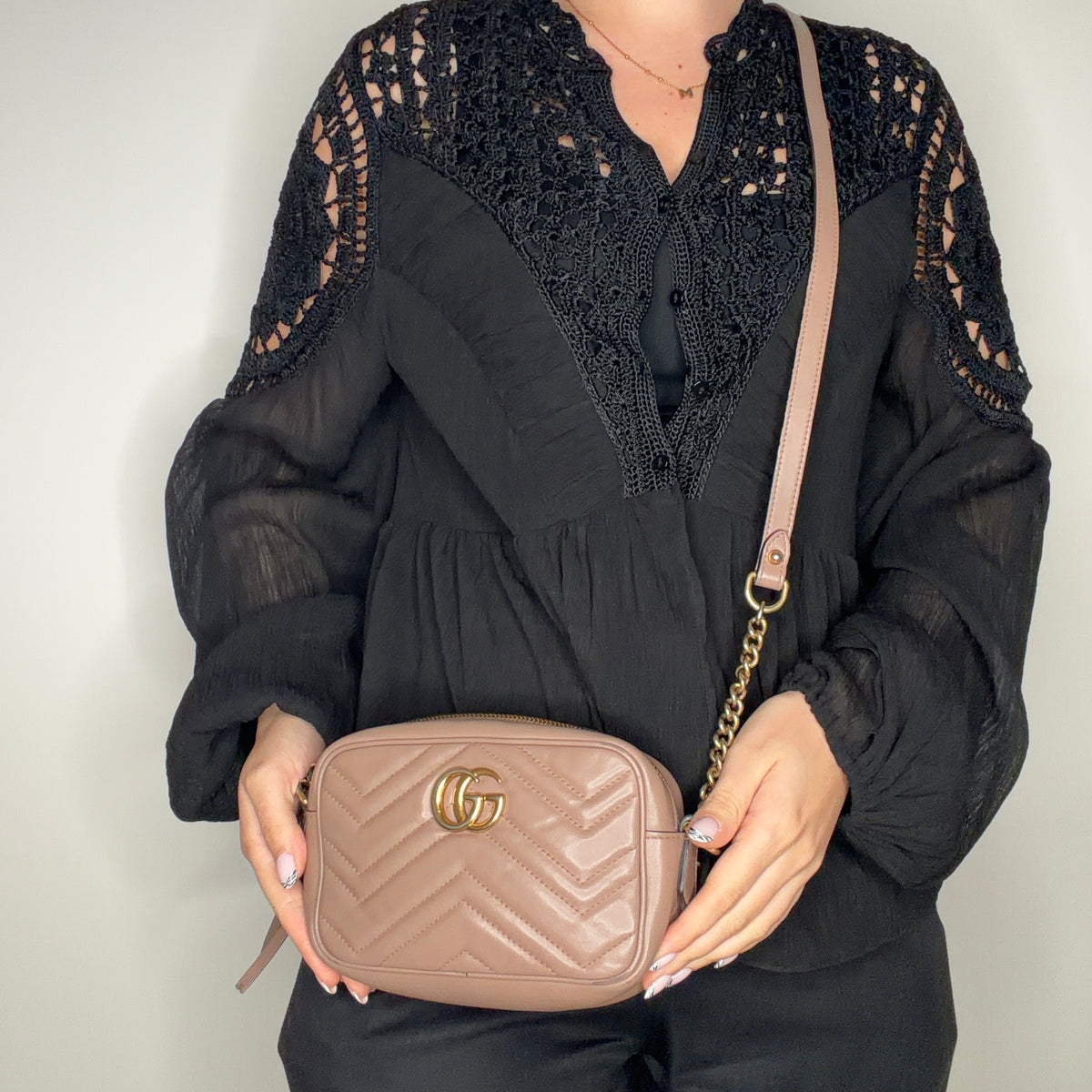 Gucci Marmont Mini (old model) Camera Bag Dusty Pink