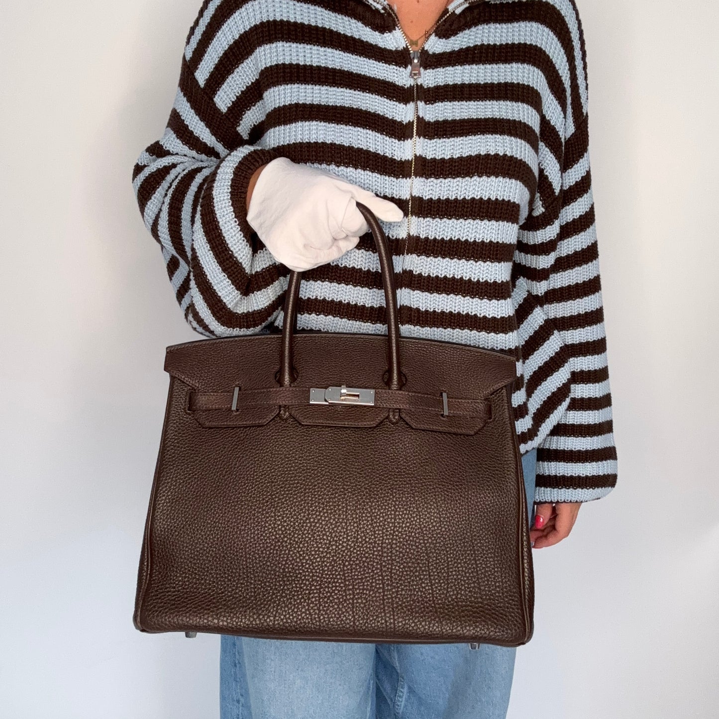 Hermes Birkin 35 Ebene Togo Leather and Palladium HW 2008